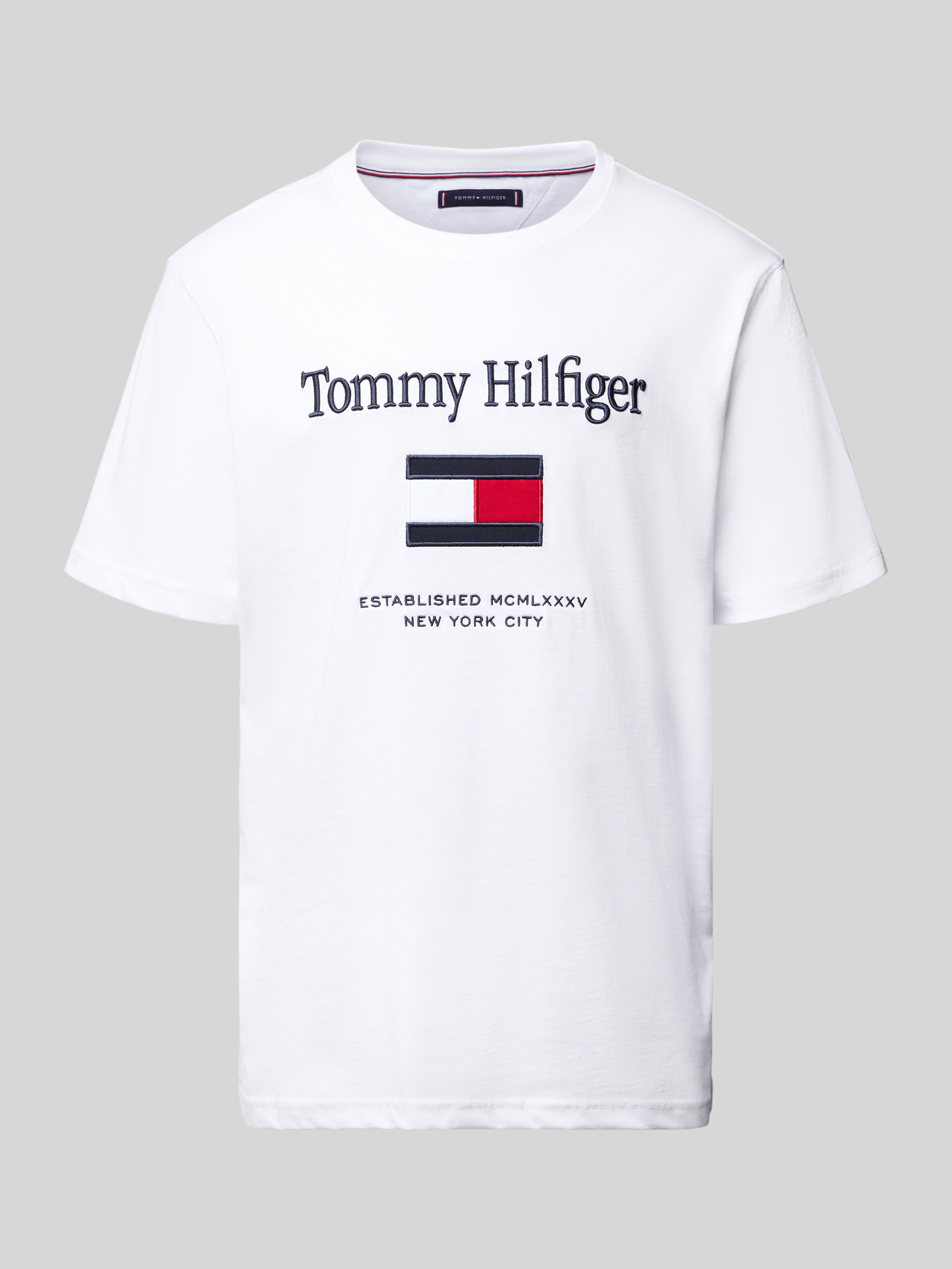 Tommy Hilfiger Herren T-Shirt Rundhals Baumwolle Weiss S