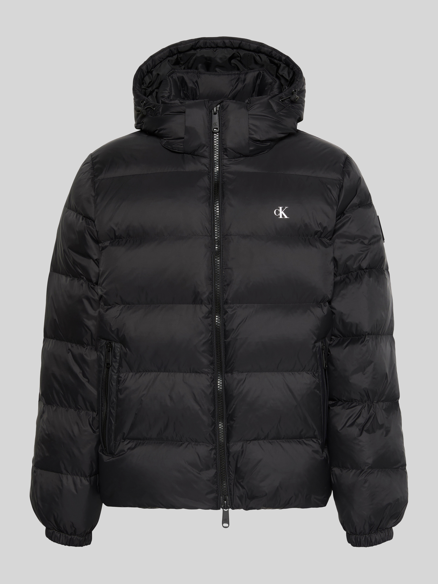 Calvin Klein Jeans Herren Schwarz Ls Nylon Zip Off Hood Down Puffer Jacket - Bild 6