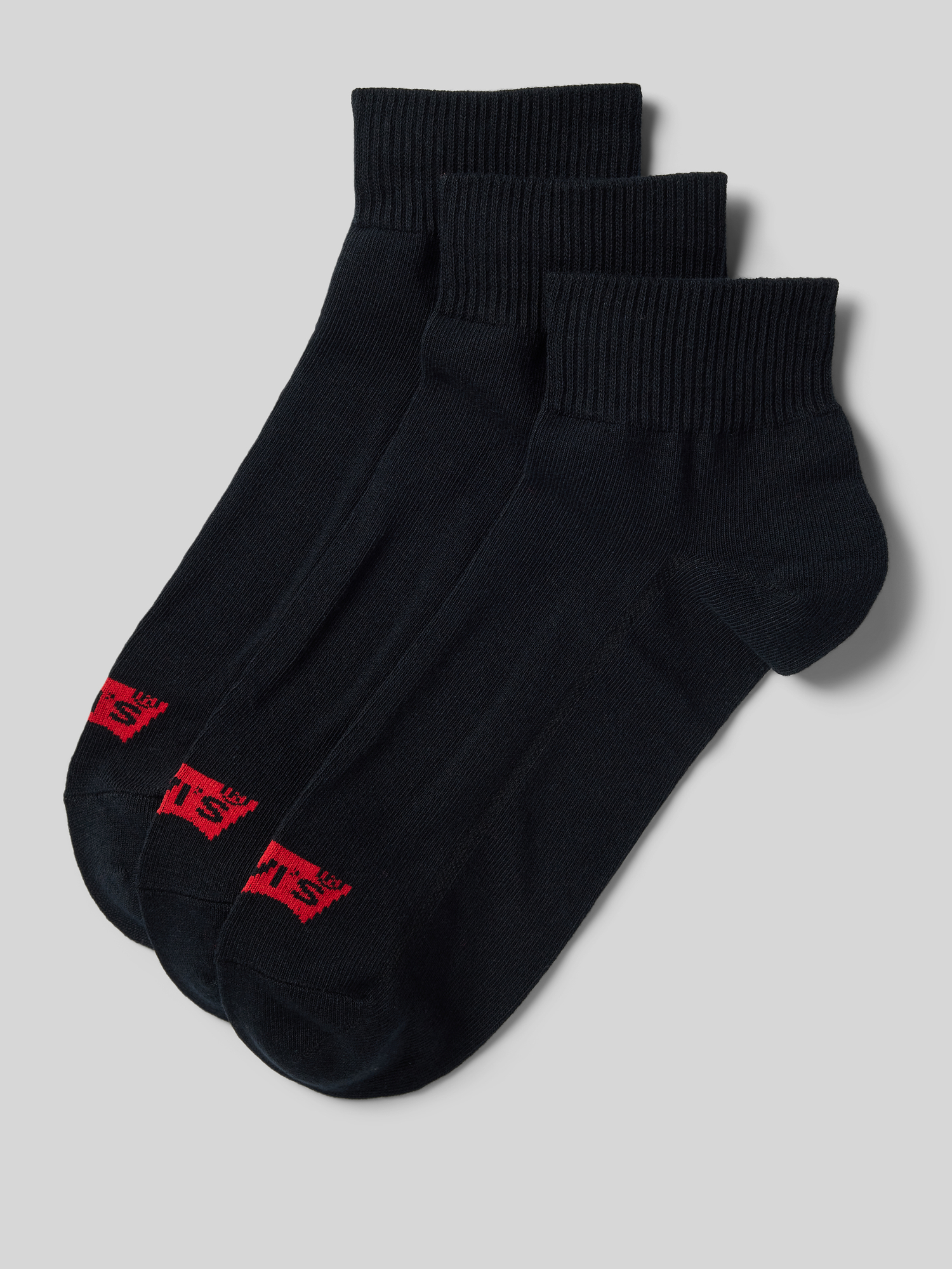 Levis Herren Schwarz Levi's Unisex Quarter-Socken, 3Er Pack- Mid Cut Batwing Logo, Cotton 3P, Einfarbig, Größe 43-46 In - Bild 4
