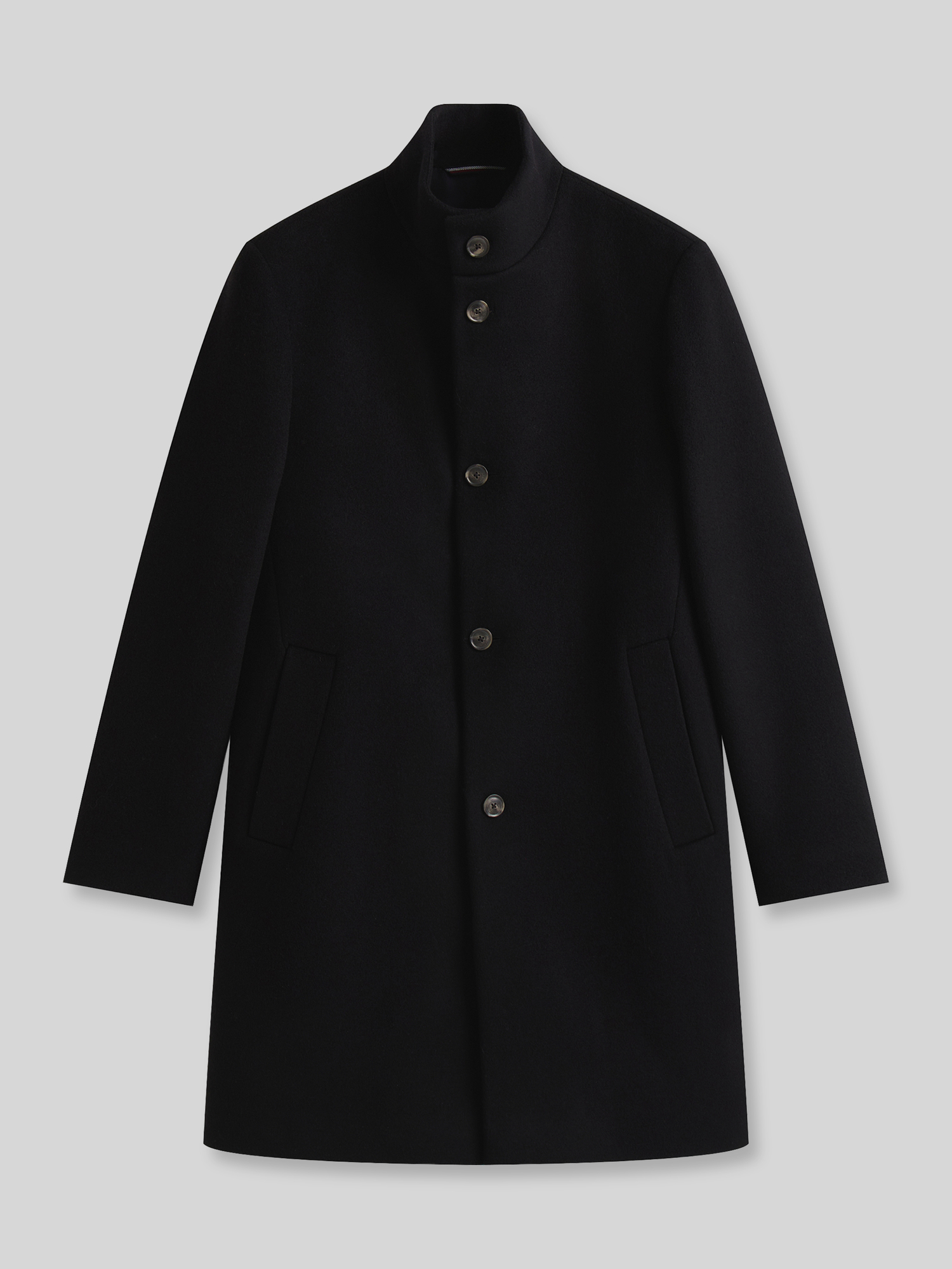 Tommy Hilfiger Herren Wollmantel in Schwarz mit Stehkragen Gr. XL