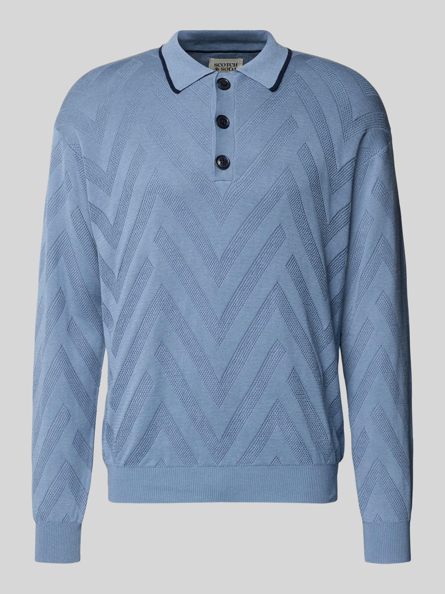 Scotch & Soda Herren Polohemd Hellblau Gr. XL Baumwolle Modal
