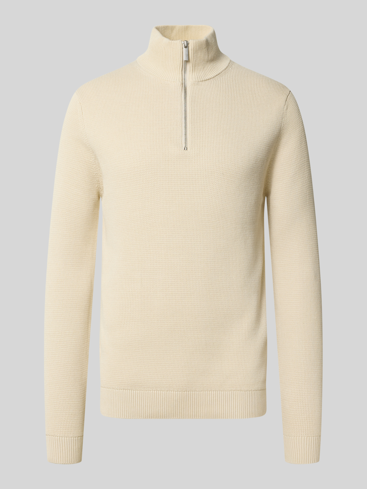 Selected Homme - Slhdane Ls Strickstruktur Half Zip Noos - Knitwear - Herren - Beige - L - Bild 5
