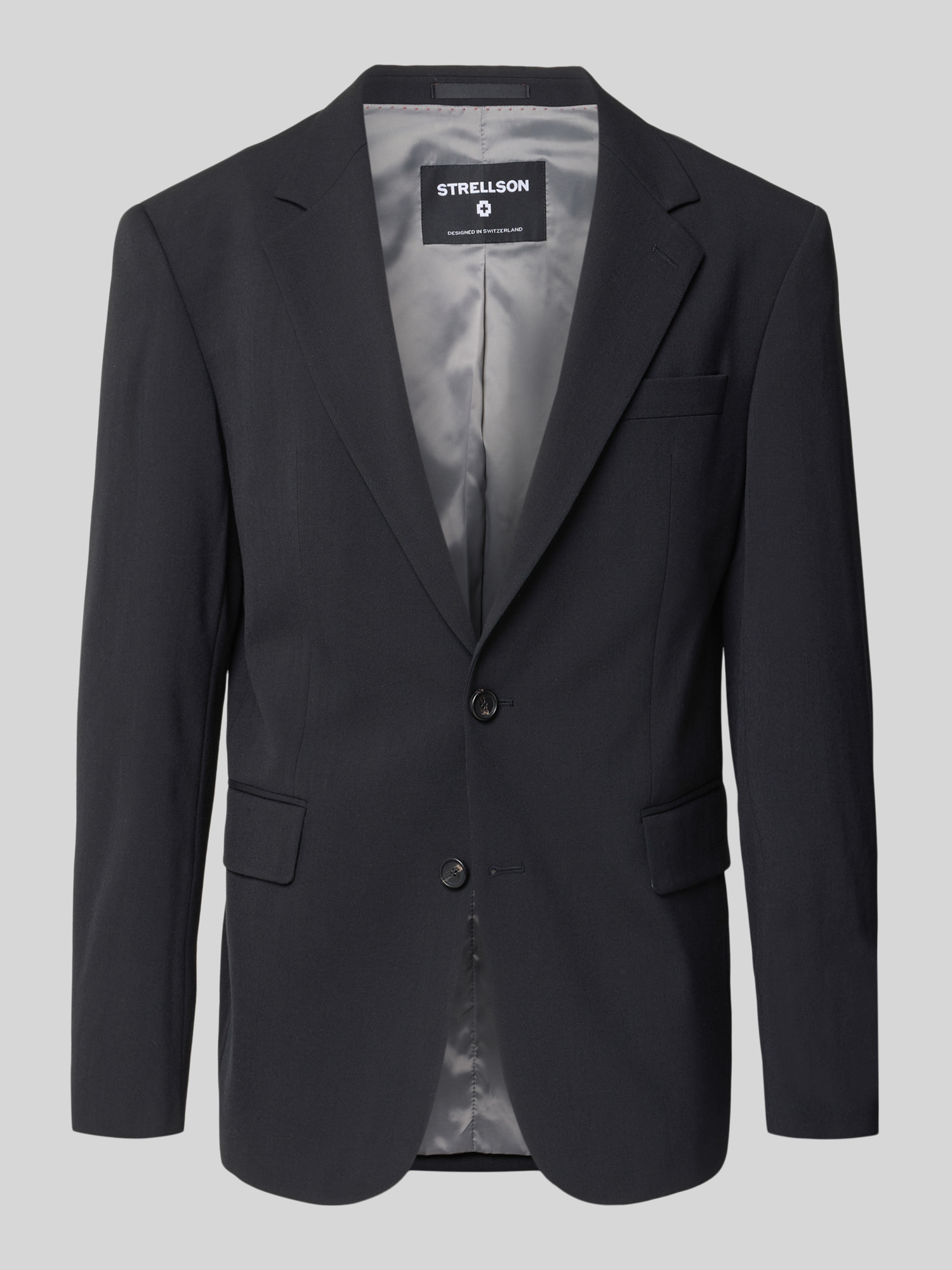 Strellson Herren Anzugsakko Regular Fit Schwarz Gr. 48 Woll-Mix