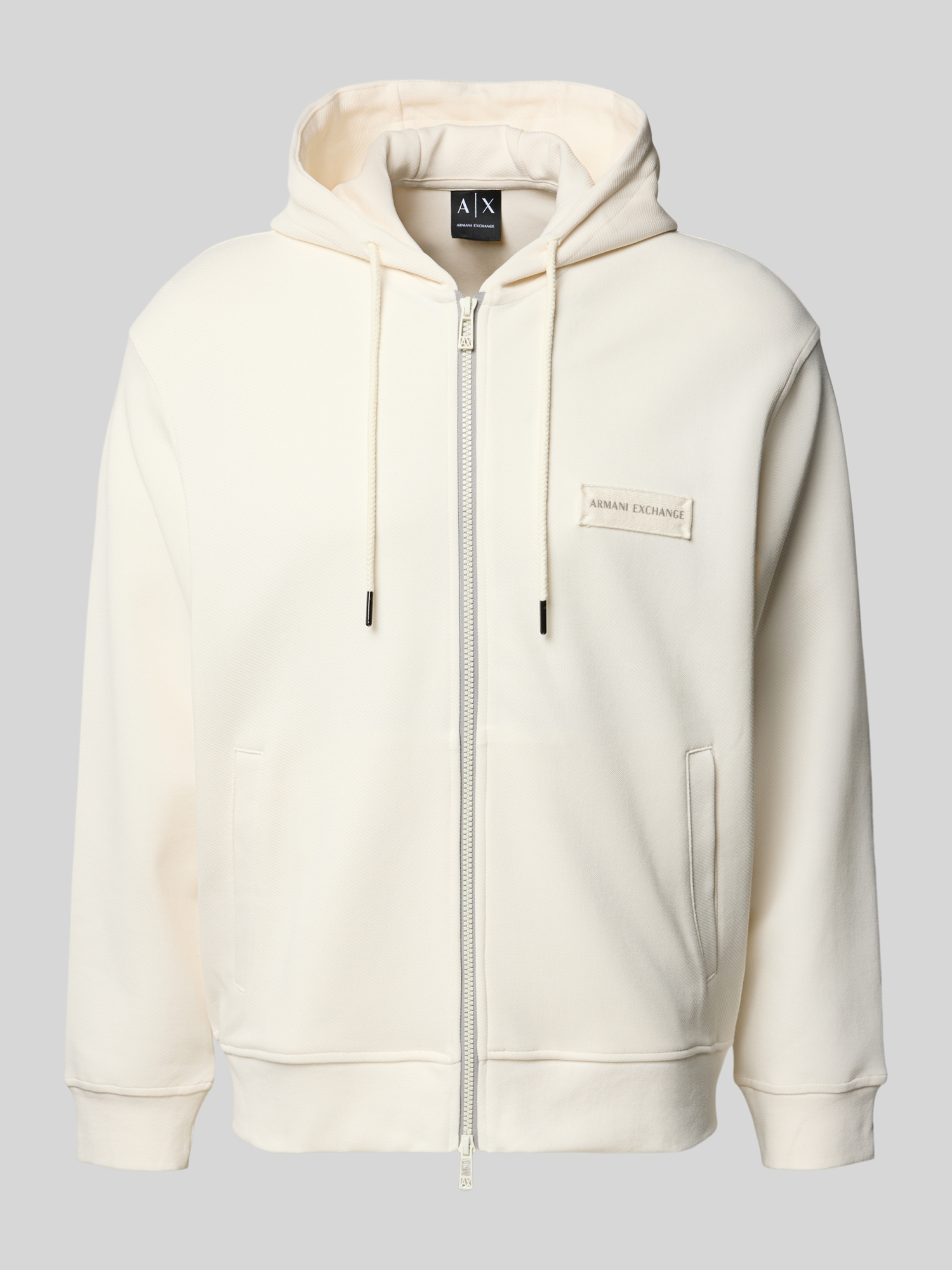 Armani Exchange Herren Sweatjacke Kapuze Baumwoll-Mix Offwhite L