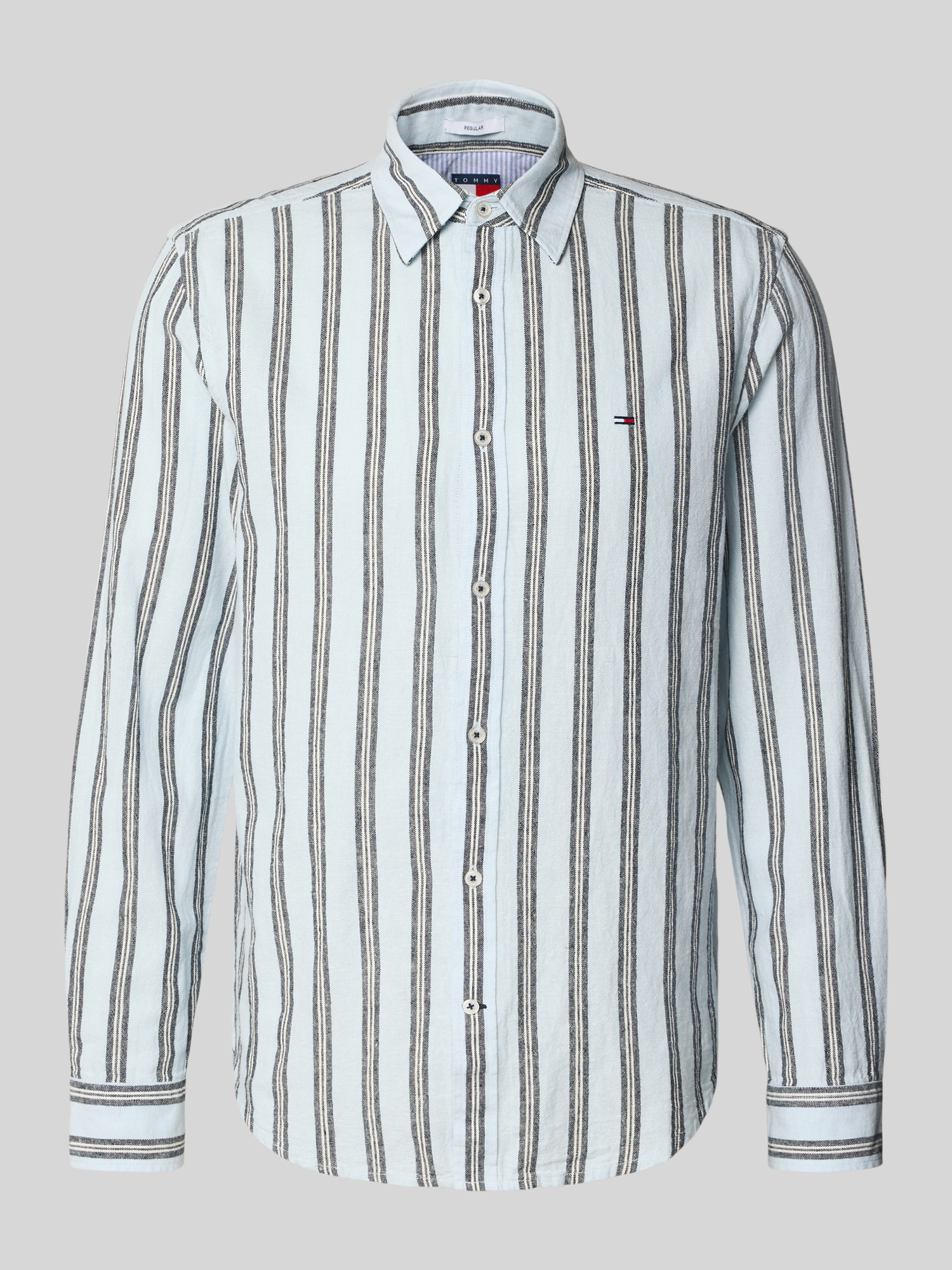 Tommy Jeans Herren Hemd Leinen-Baumwolle L Hellblau