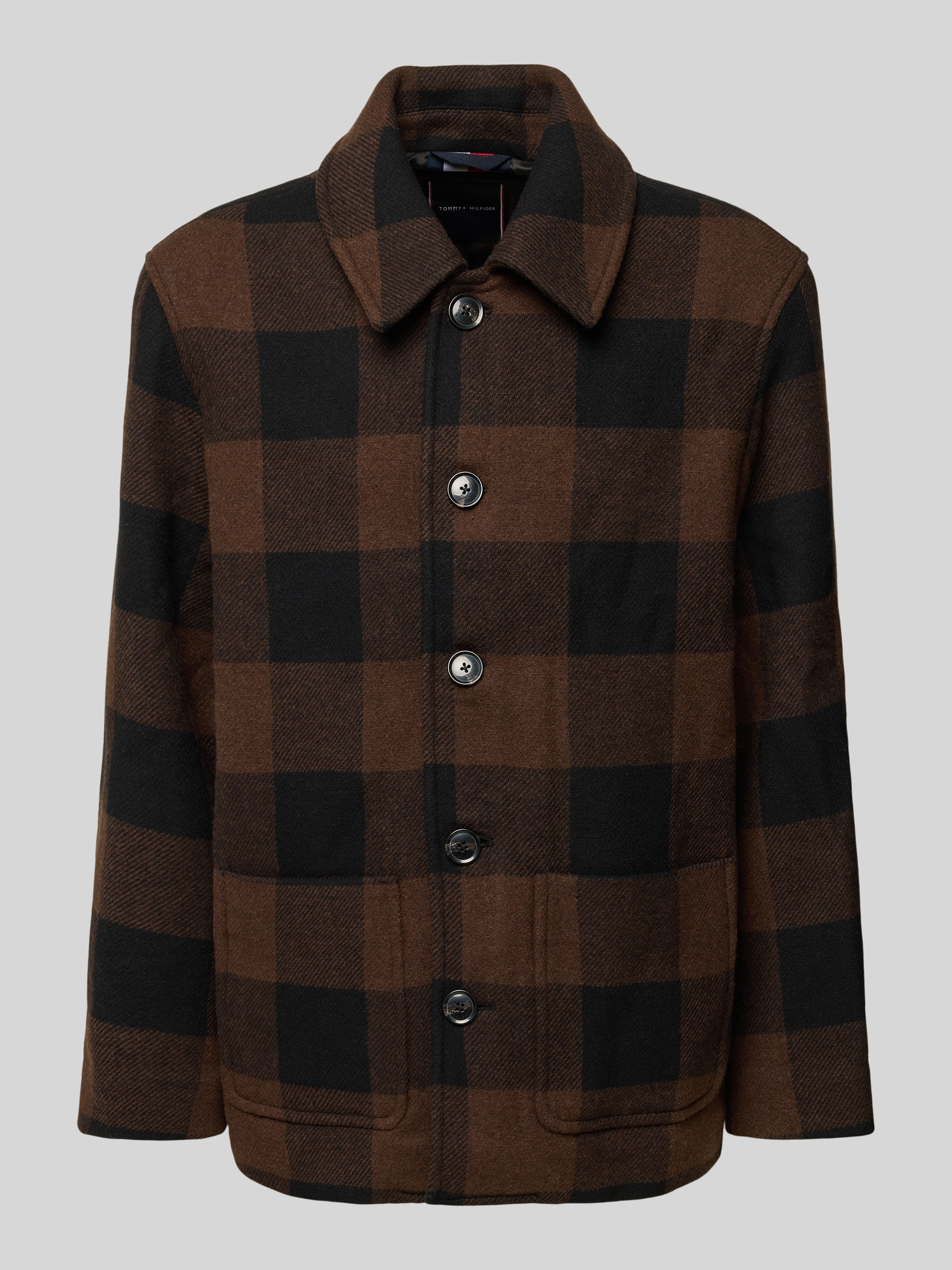 Tommy Hilfiger Herren Hemdjacke L Schwarz Wolle Mix
