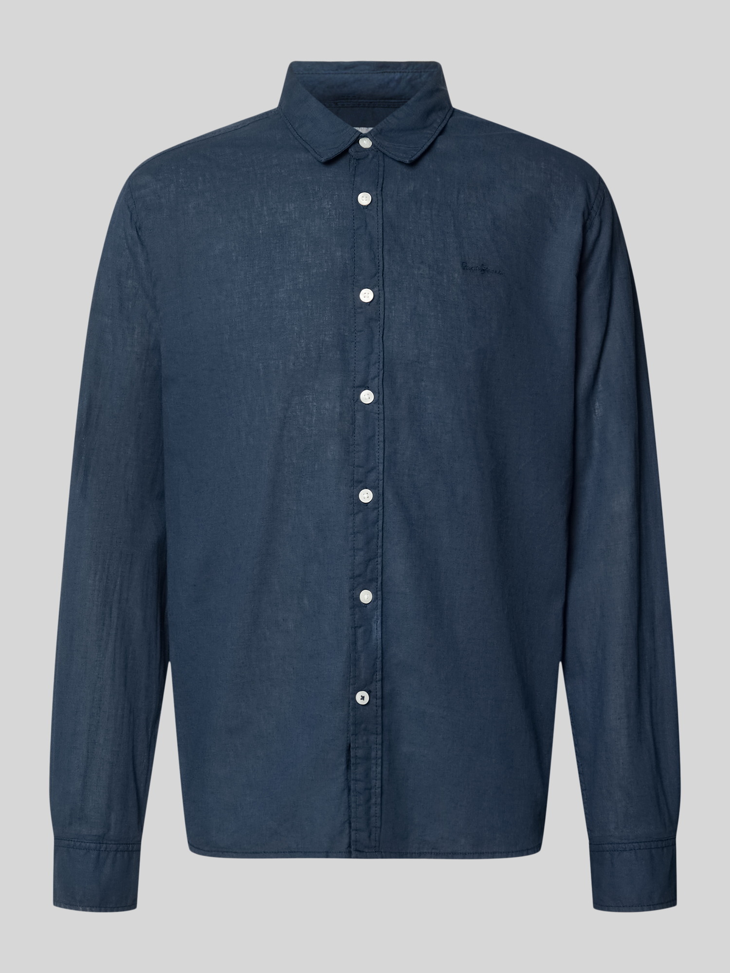 Pepe Jeans Herren Hemd Leinen-Baumwoll-Mix Dunkelblau S