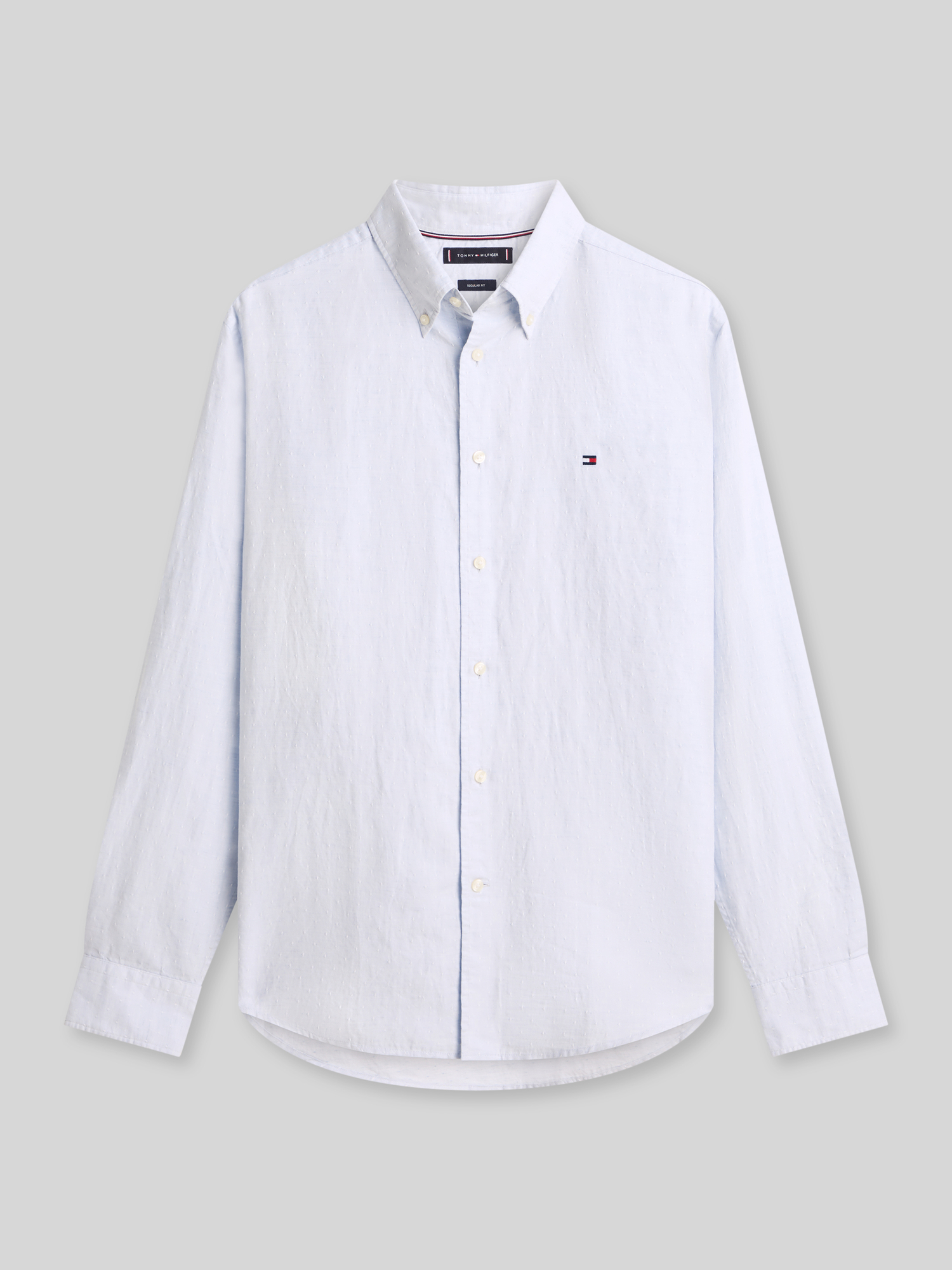 Tommy Hilfiger Herren Hemd Regular Fit Baumwolle Leinen Blau Gr. L