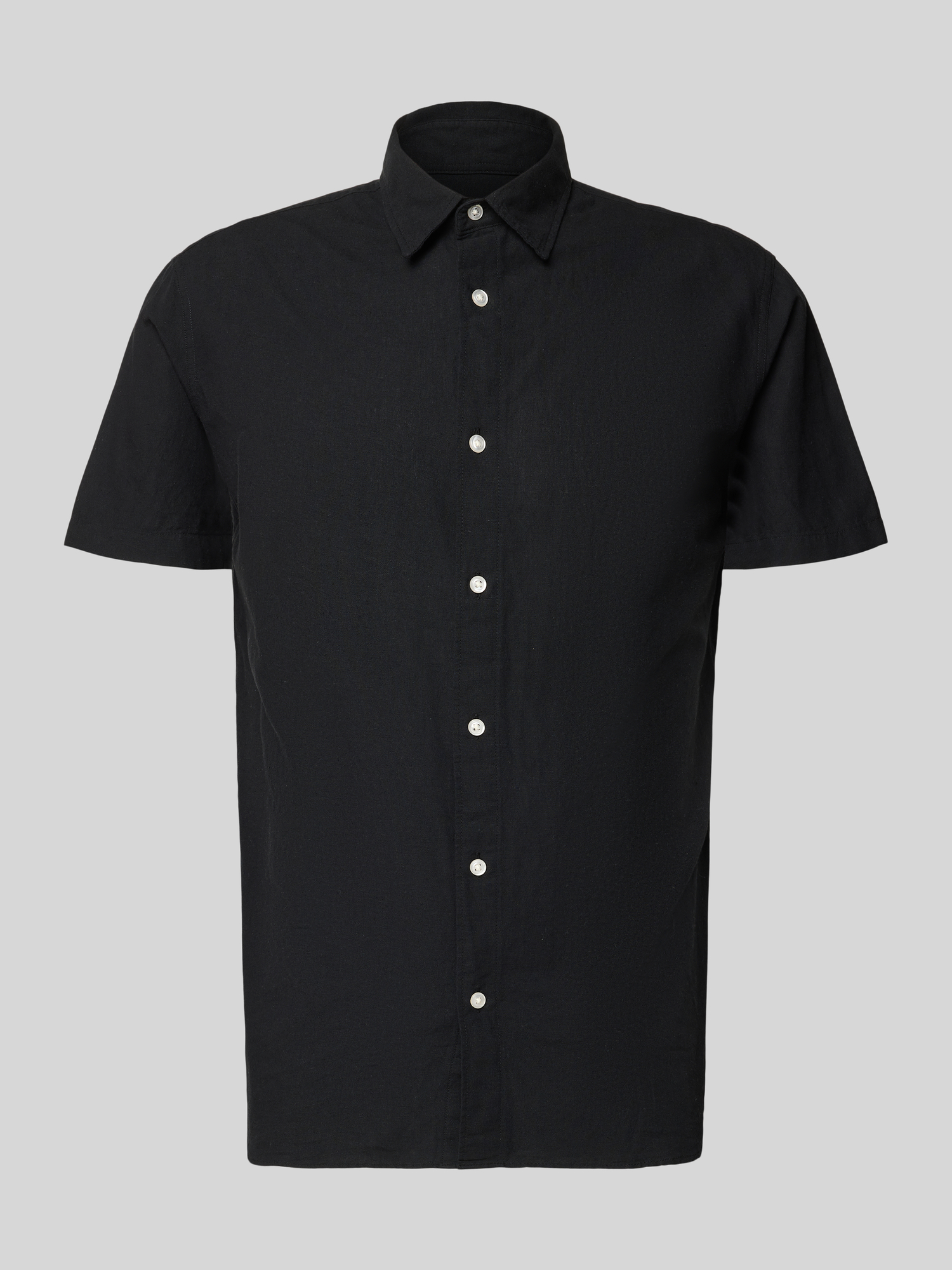 Jack & Jones Freizeithemd Herren Baumwoll-Leinen Mix Regular Fit Gr. L Schwarz