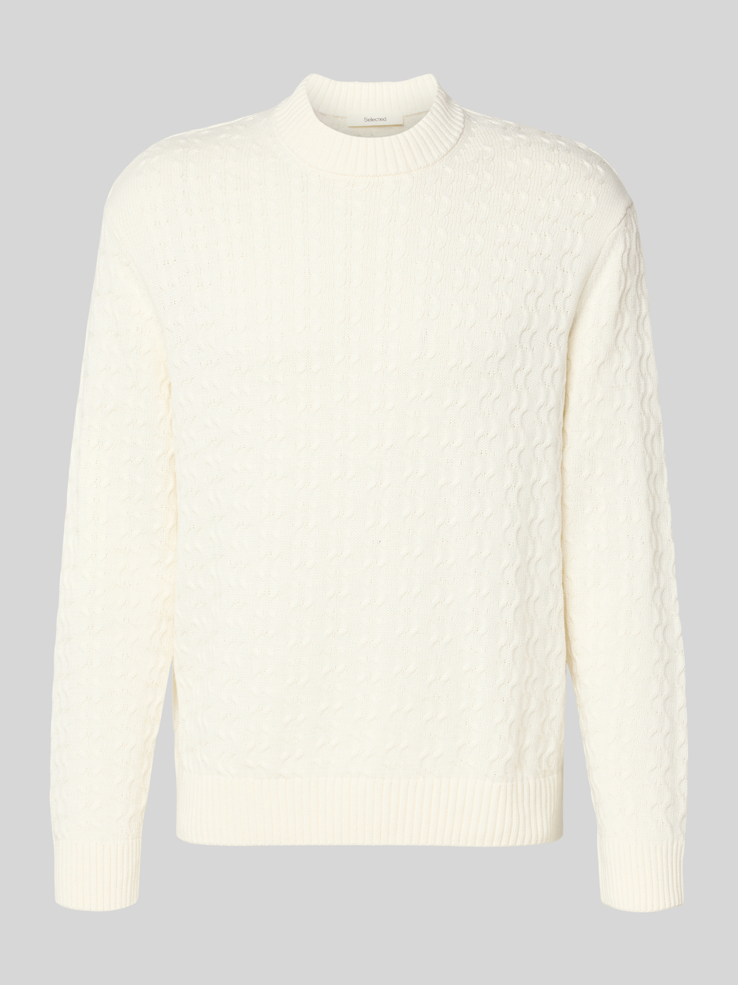 Selected Homme Herren Pullover Regular Fit Baumwolle Offwhite M