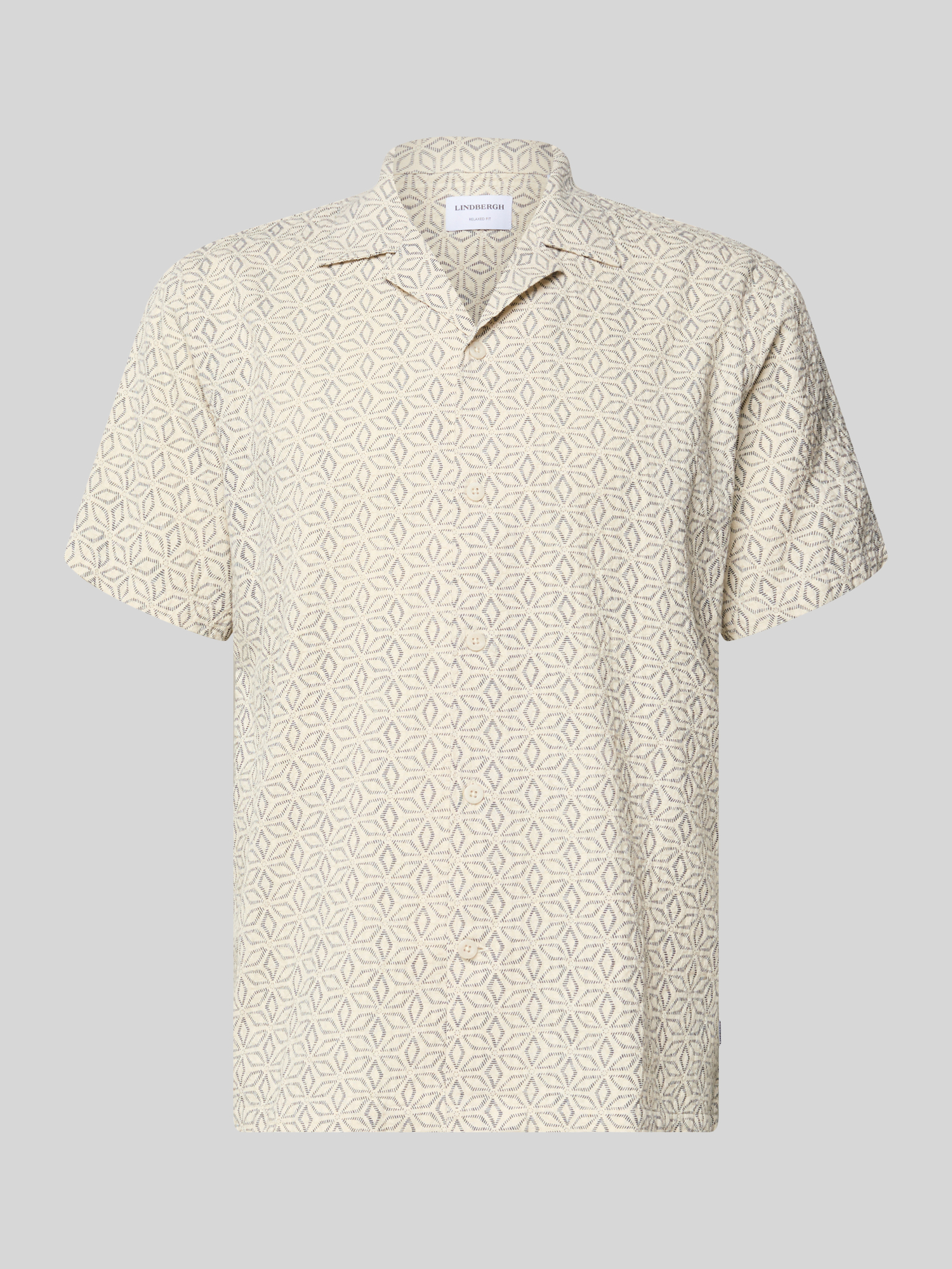 Lindbergh Herren Freizeithemd - Baumwolle Leinen - Größe M - Offwhite