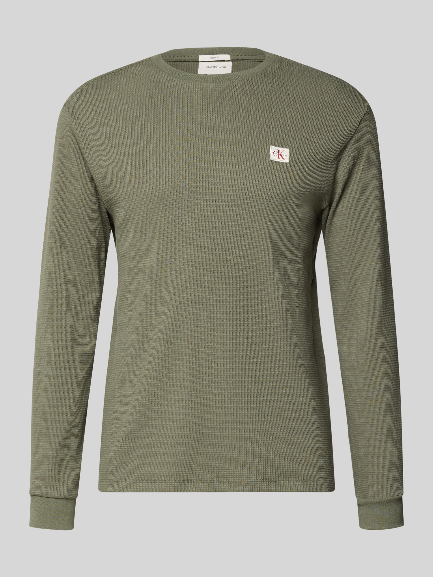 Calvin Klein Herren Langarmshirt Waffle Badge Tee mit Rundhalsausschnitt - Bild 3