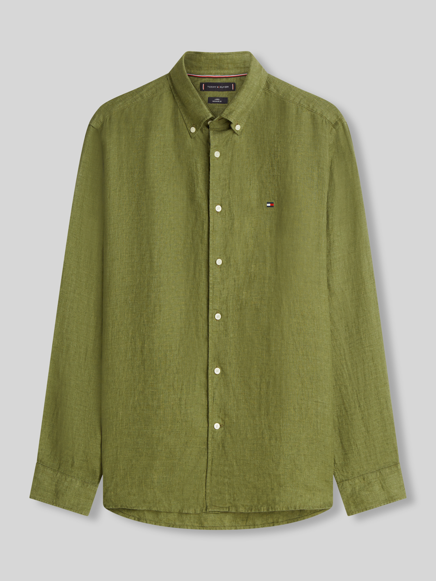 Tommy Hilfiger - Herren Hemd - Leinen - Khaki - XL