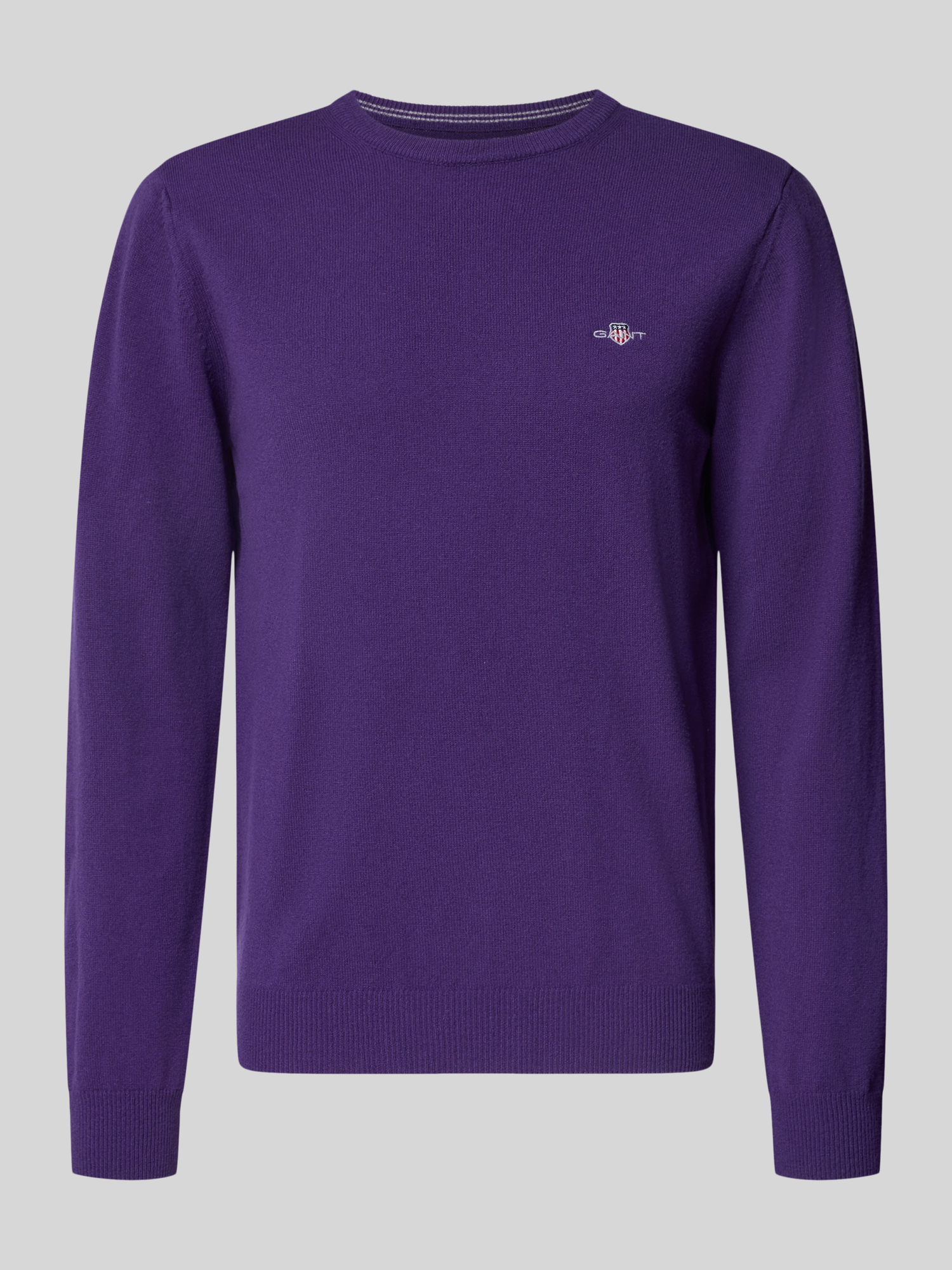 Gant Herren Pullover aus 100% Wolle in Violett Größe L mit Rundhalsausschnitt