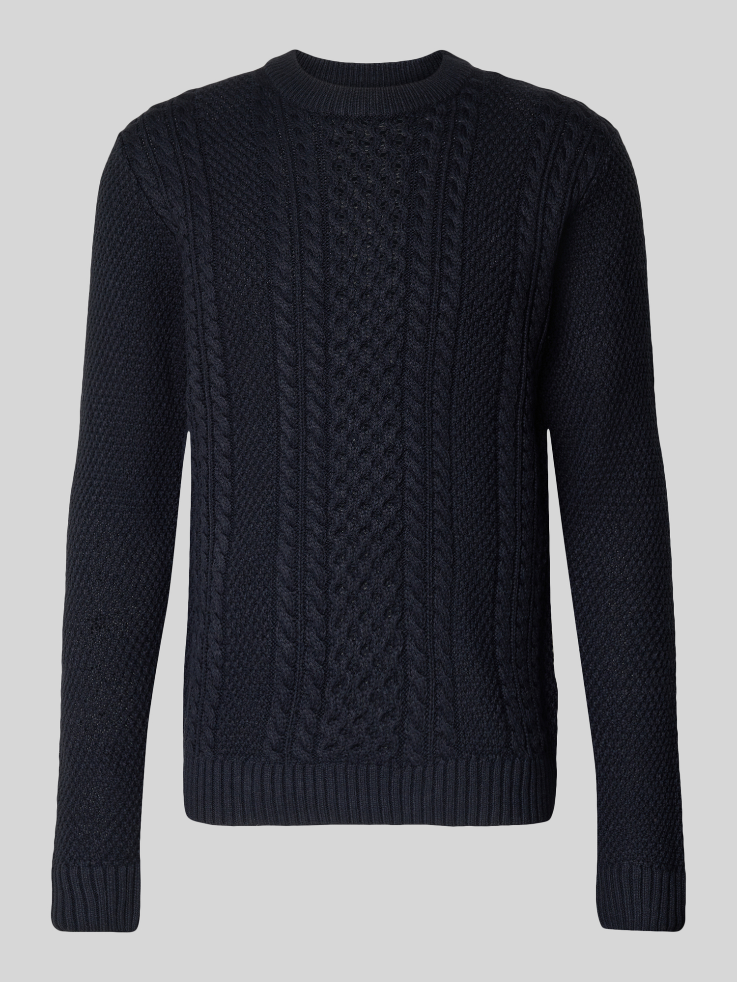 Jack & Jones Pullover Herren Rundhals Strick Lochstickerei Marine XL