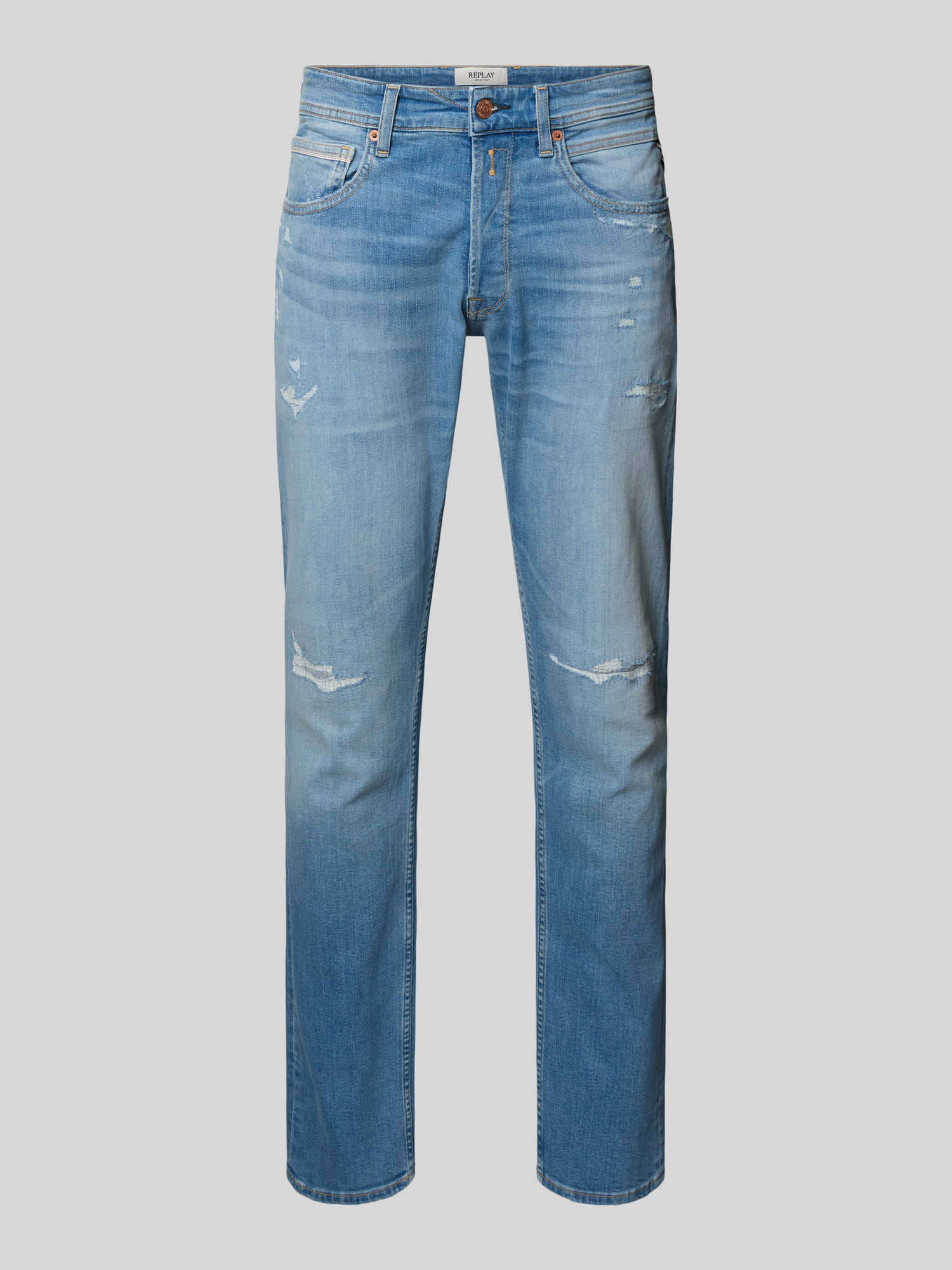 Replay Herren Straight Fit Jeans - Jeansblau - Gr. 32/34