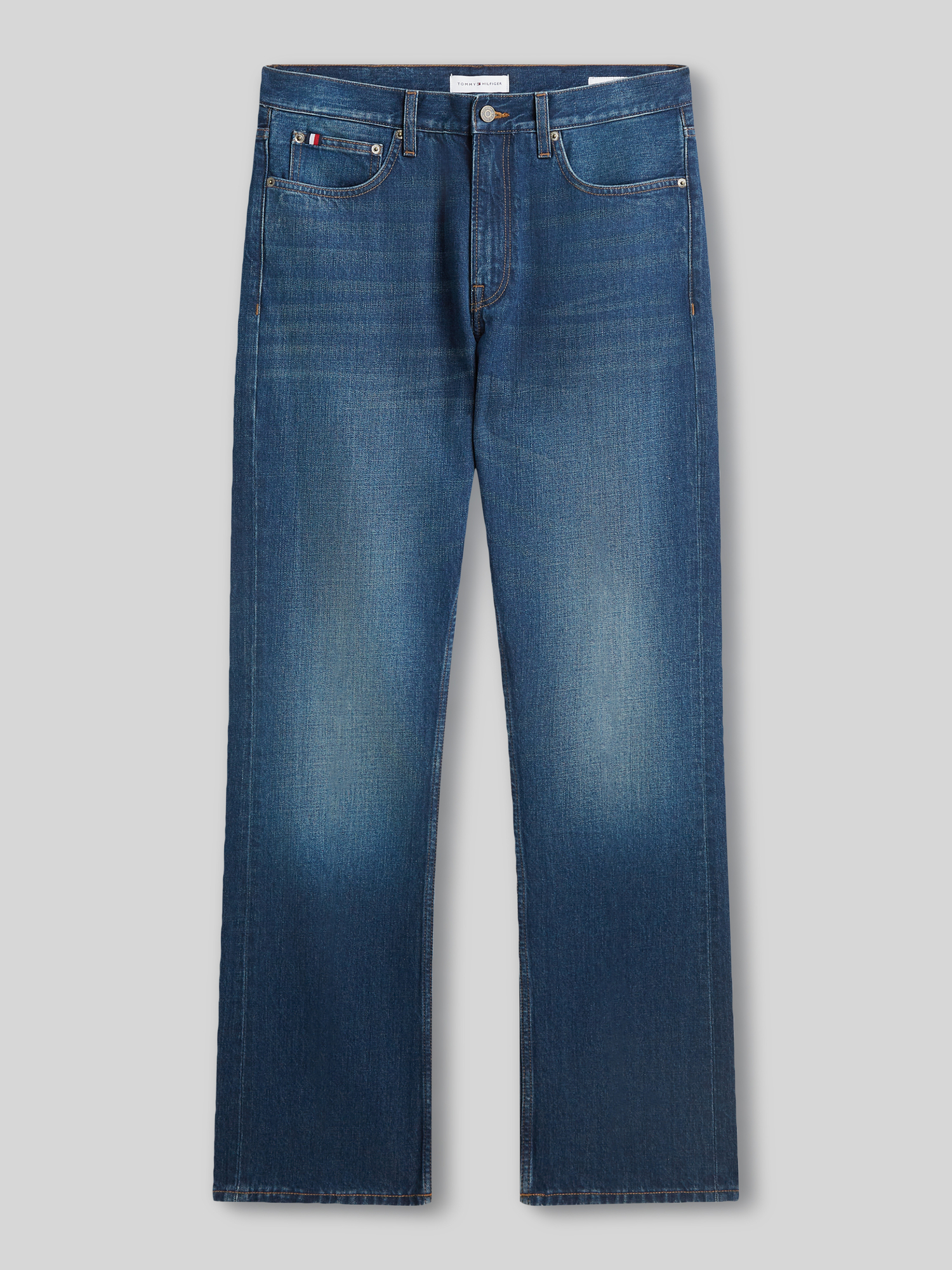 Tommy Hilfiger Herren Bootcut-Jeans aus reiner Baumwolle in Dunkelblau, Größe 36/34