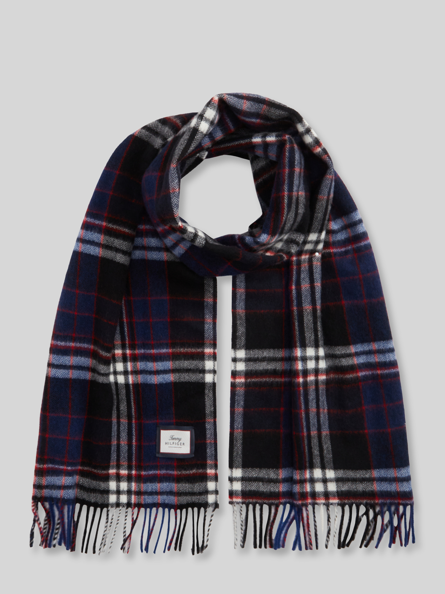 Tommy Hilfiger Blau/Schwarz - Wollschal Mit Karomuster - Gr. - Os - Bild 4