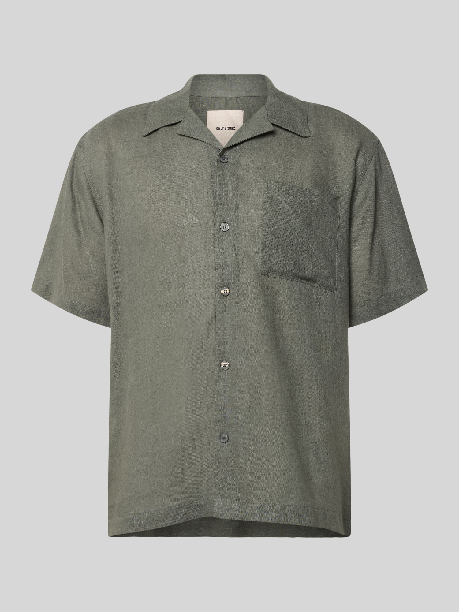 Only & Sons Herren Freizeithemd Leinen-Viskose-Mix Mittelgrau XXL