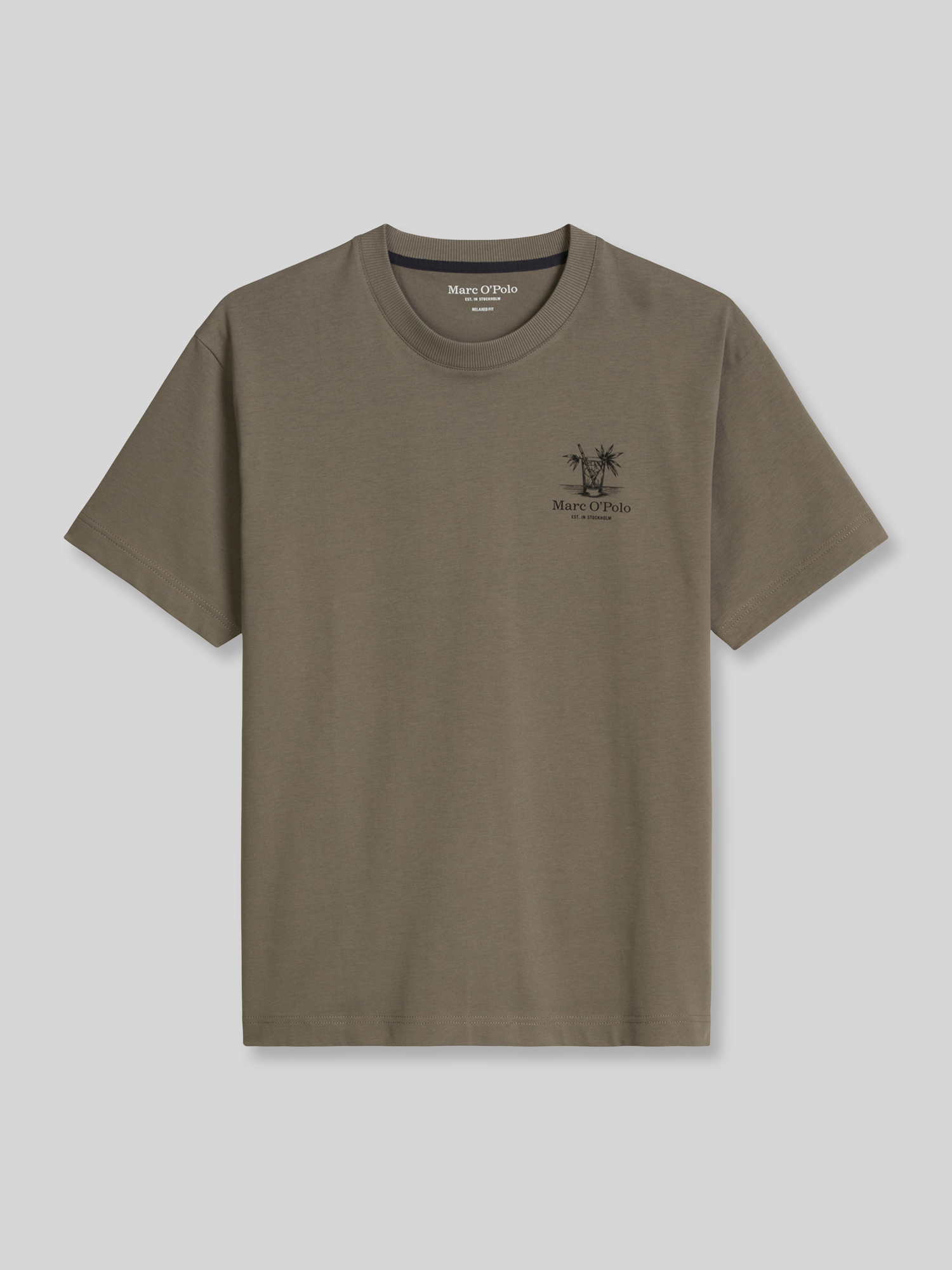 Marc O'Polo Herren T-Shirt L Mittelgrau 100% Baumwolle