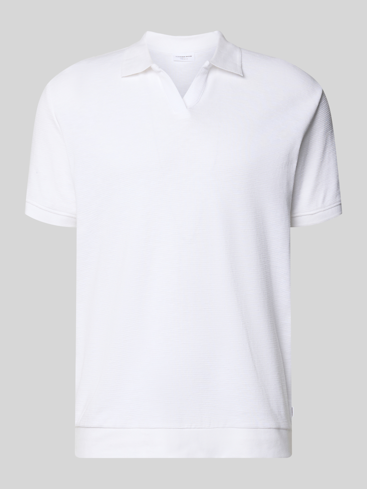 Lindbergh Herren Poloshirt - V-Ausschnitt - Baumwolle - Weiss - XXL