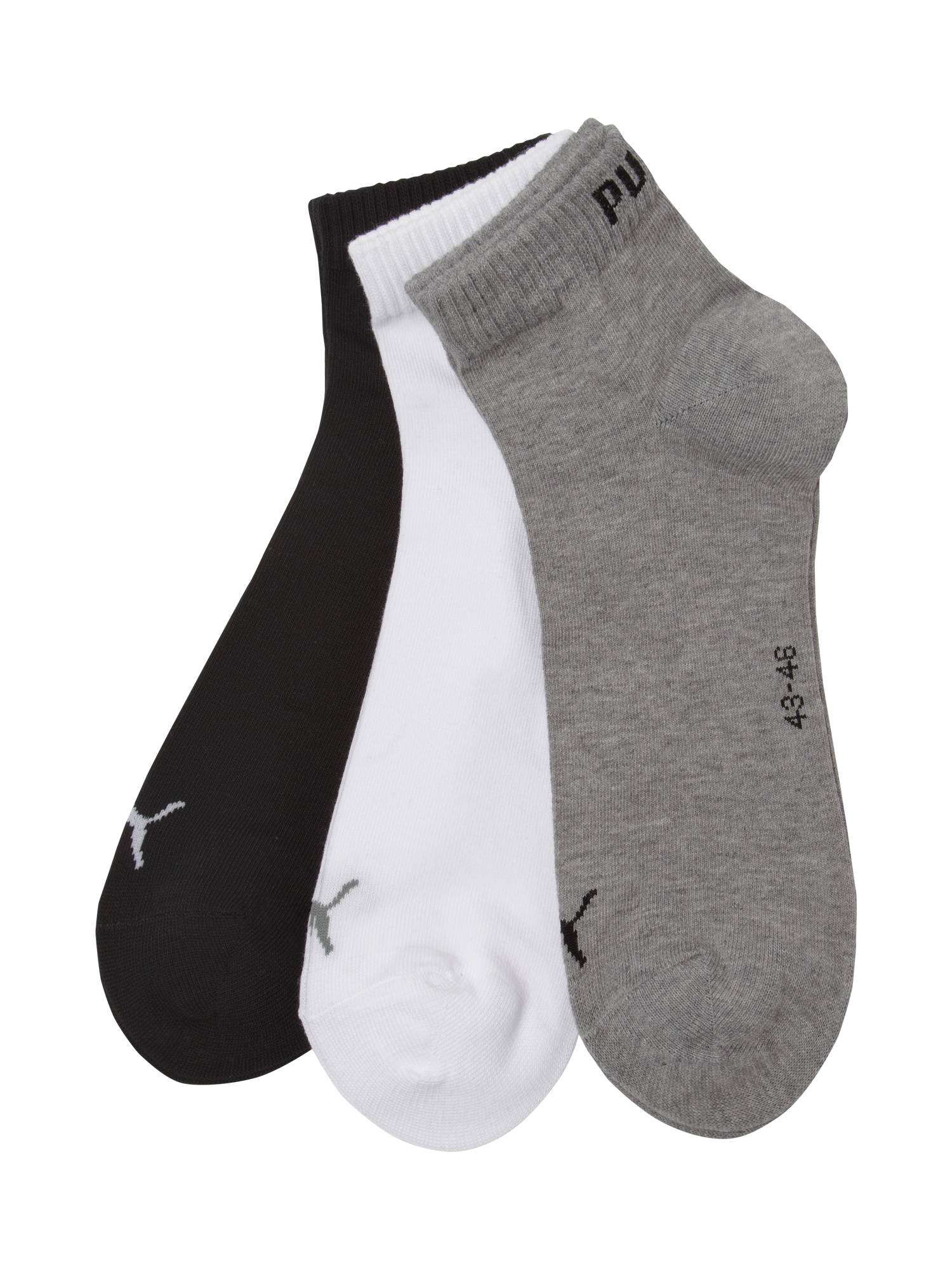 Puma Damen Grau Schwarz Weiß Kurzsocken "Socken Quarter Plain 3P 3Er Pack" von Baur - Bild 6