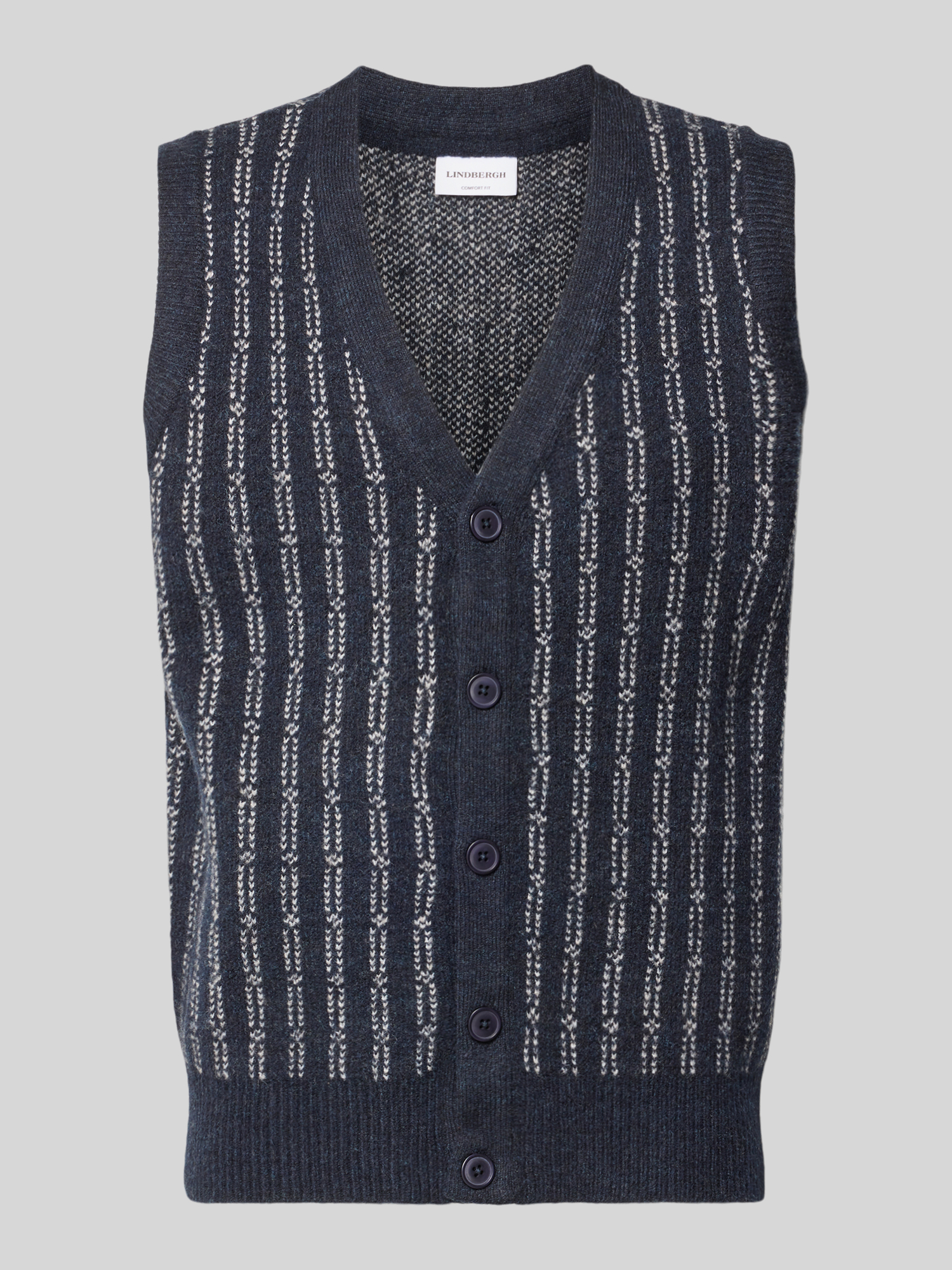 Lindbergh Herren Marine Melange Strickjacken & Cardigans, Blau, Gr. L
