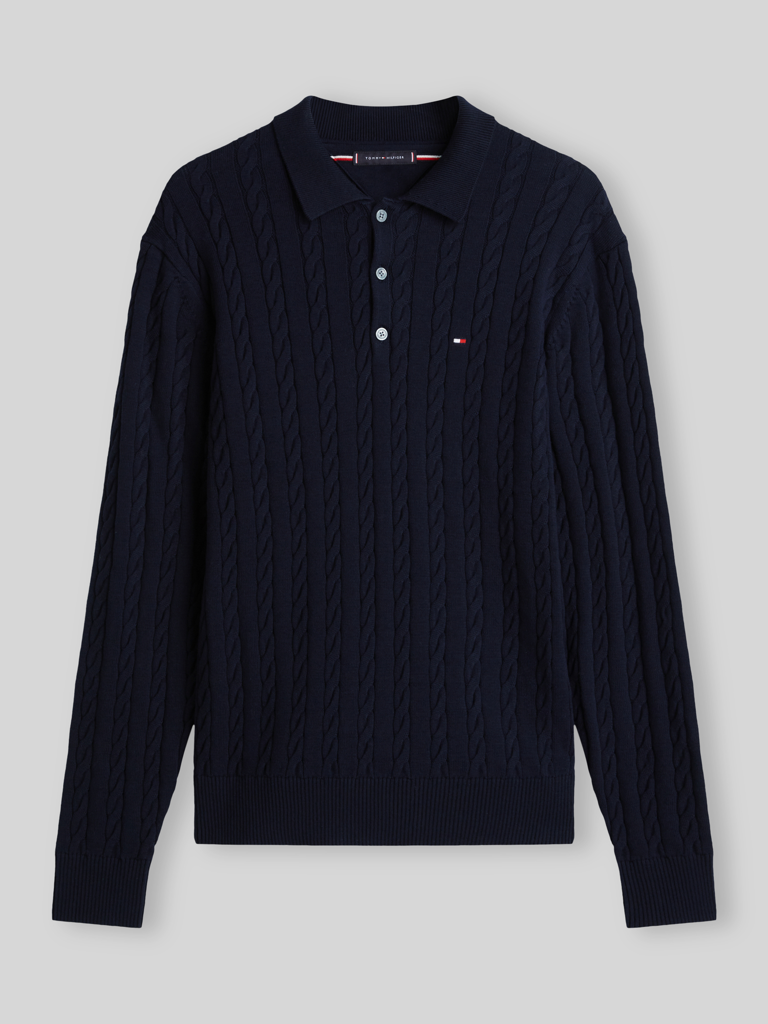 Tommy Hilfiger Menswear (Pvh Group) Classic Cotton Cable Ls Polo Navy Blue - Gr. - L - Bild 4