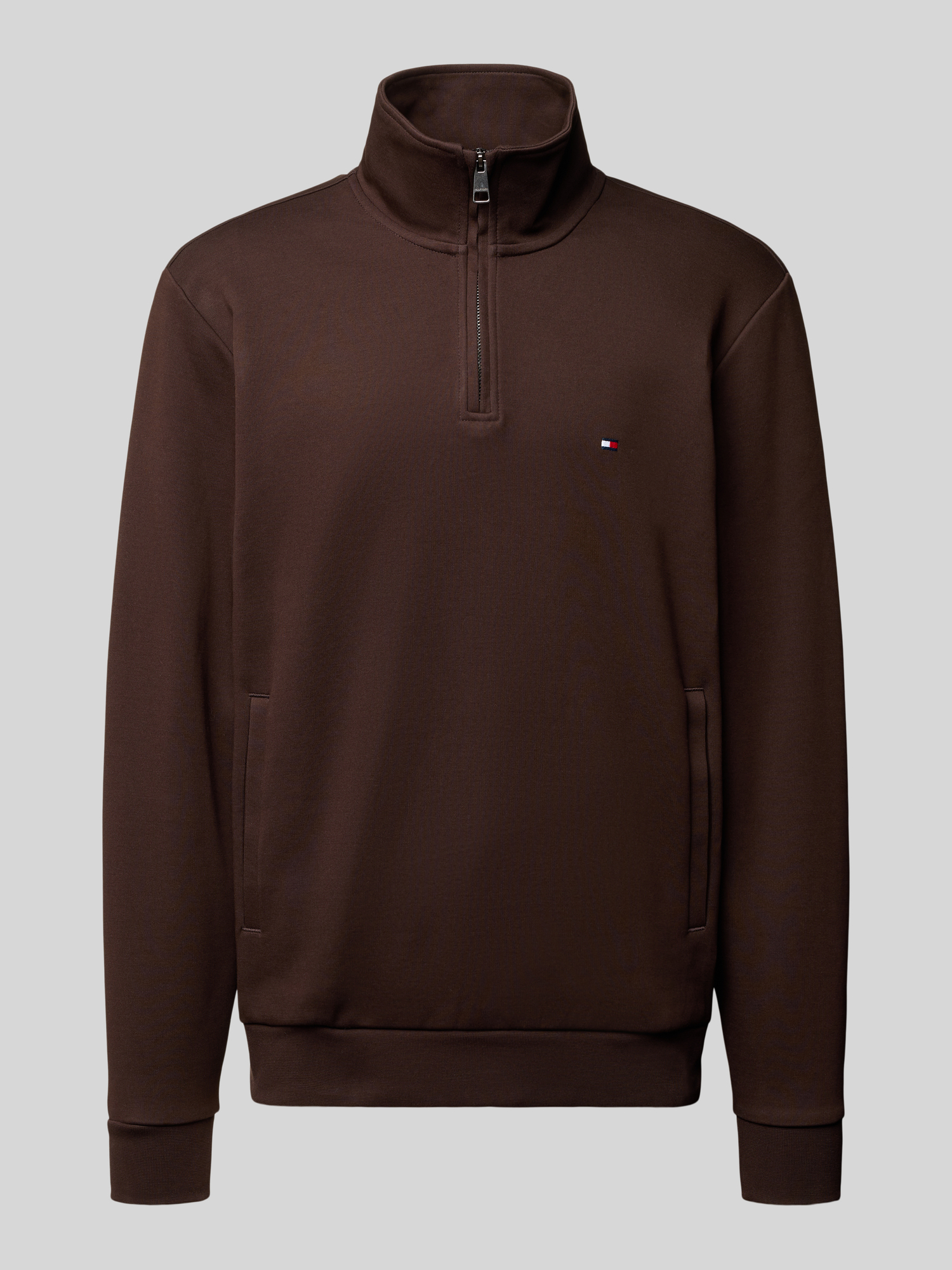 Tommy Hilfiger Herren Troyer - Baumwoll-Mix - Gr. XL - Schoko