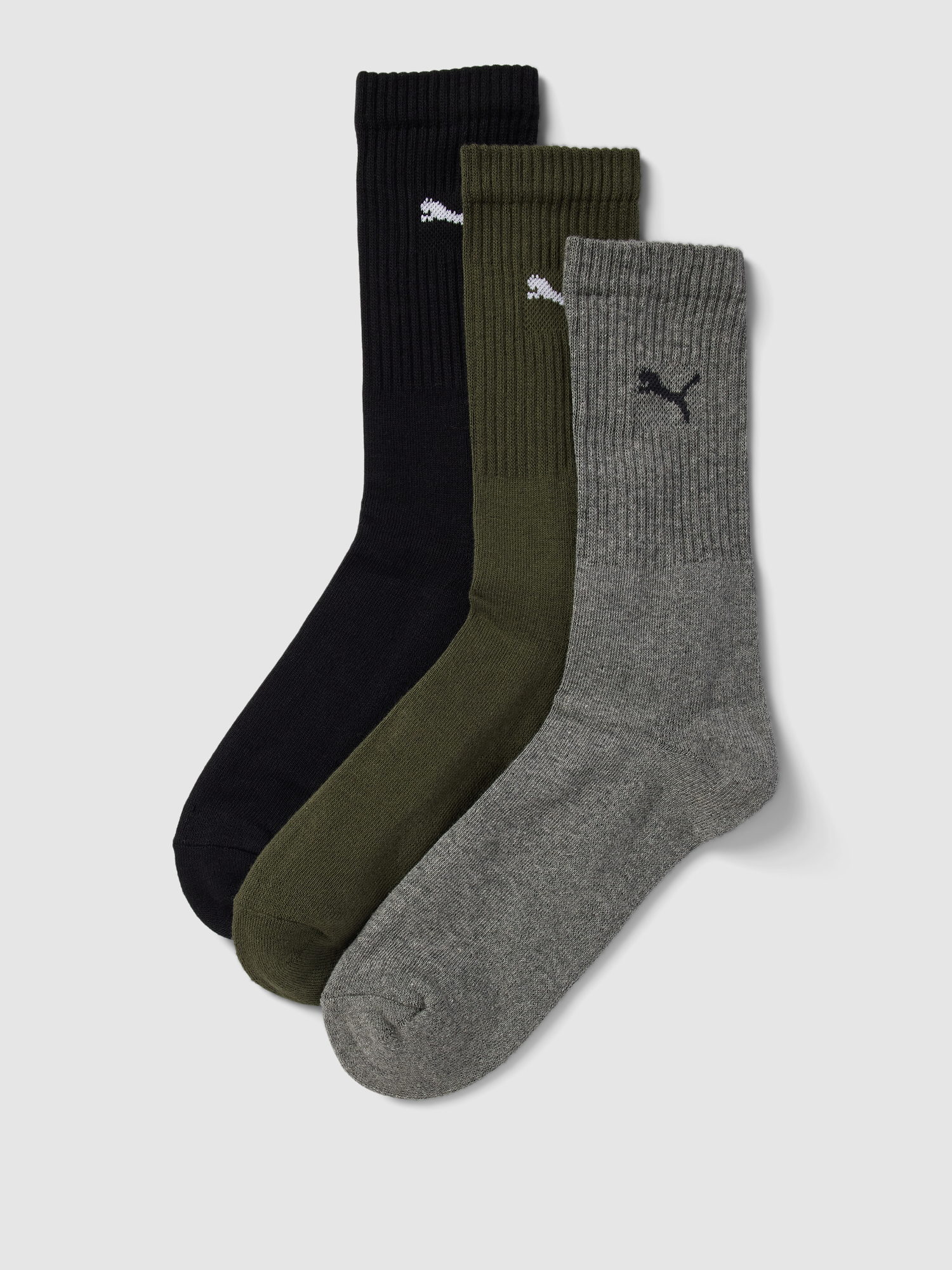 Puma Unisex Schwarz/Grün 3P Sport Crew Socks Gr 43/46 - Bild 4