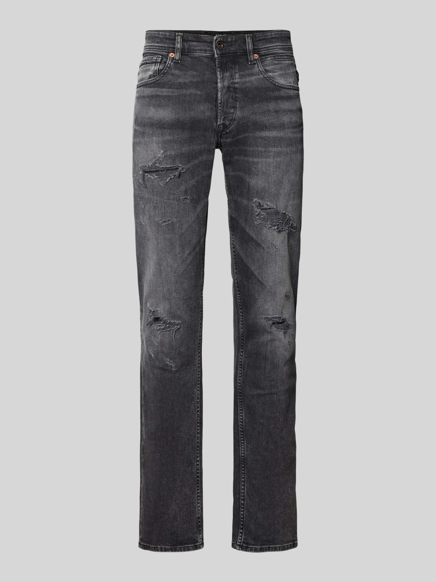 Replay Herren Mittelgrau Straight Leg Jeans, Grau, Gr. 33/30
