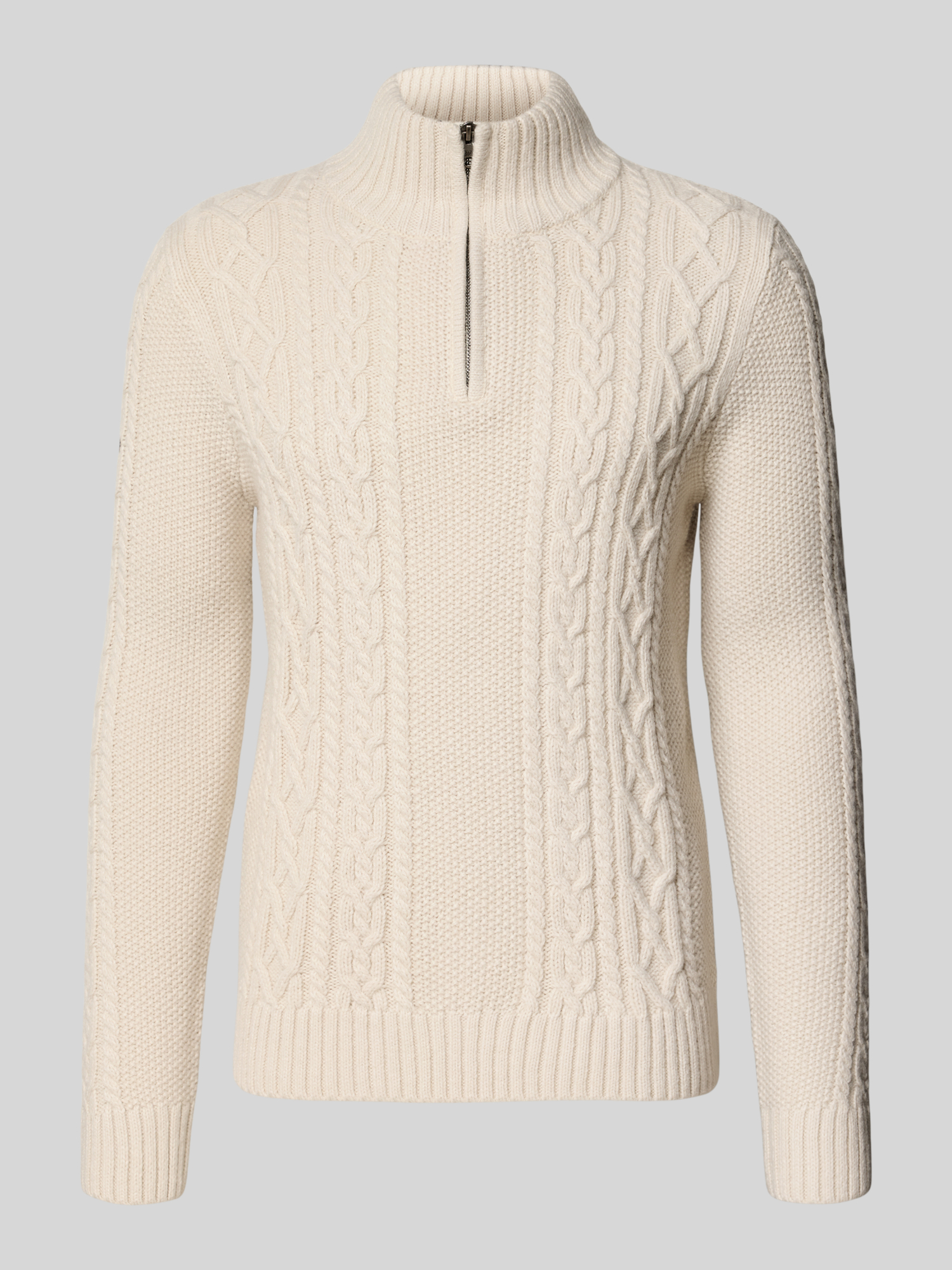 Super Dry Jacob Cable Half Zip Knit, Ecru - Bild 4