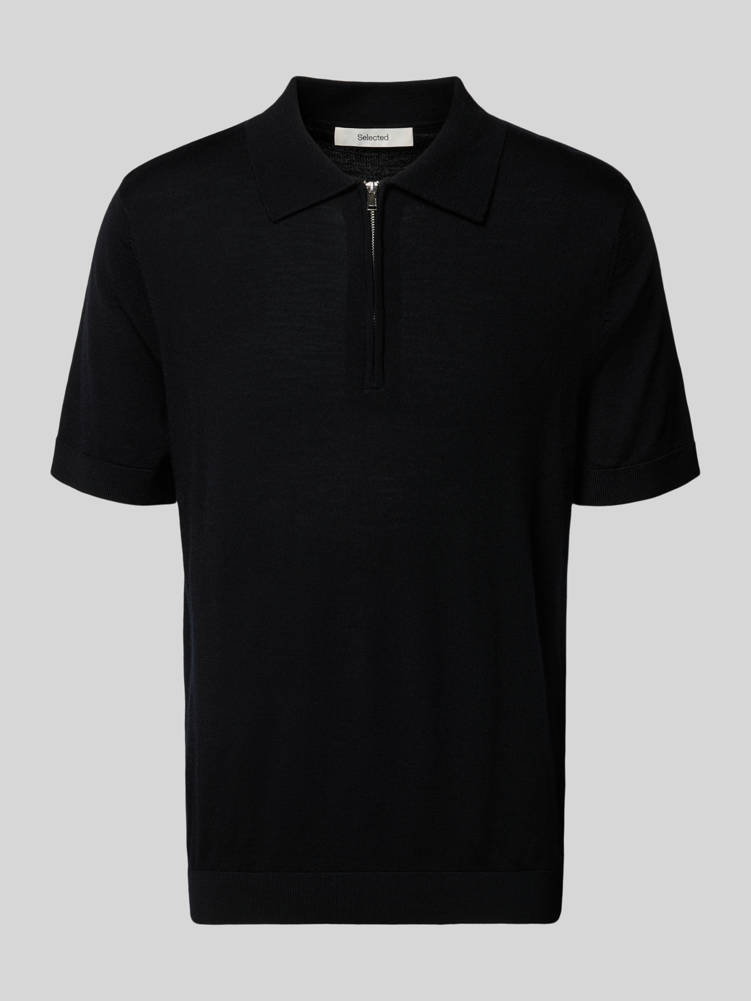 Selected Homme Herren Poloshirt Schwarz Gr. S 100% Wolle