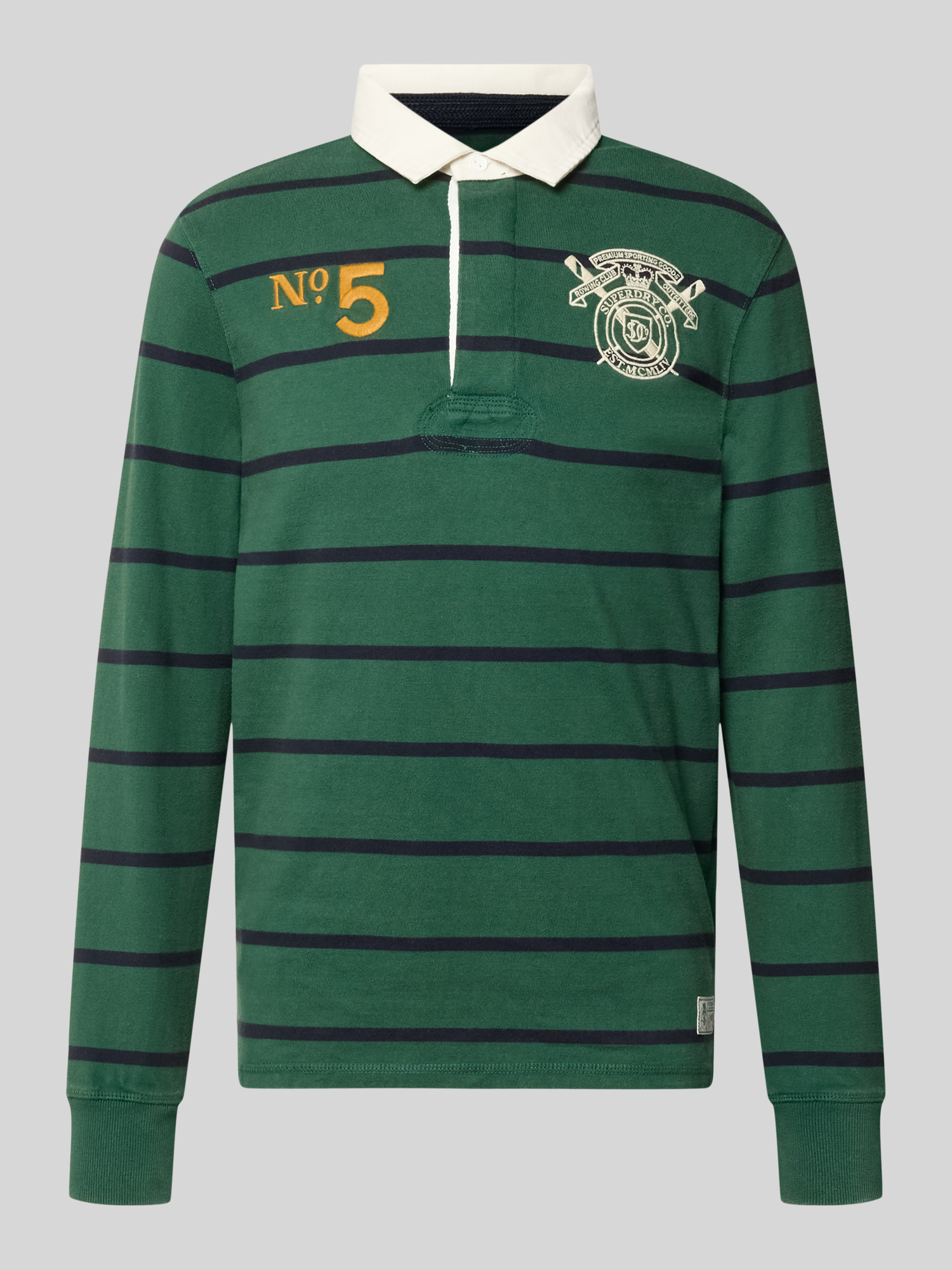 Superdry Grün Langarm-Polo Mit Doppeltem Emblem Und Streifen Rugby - Bild 6