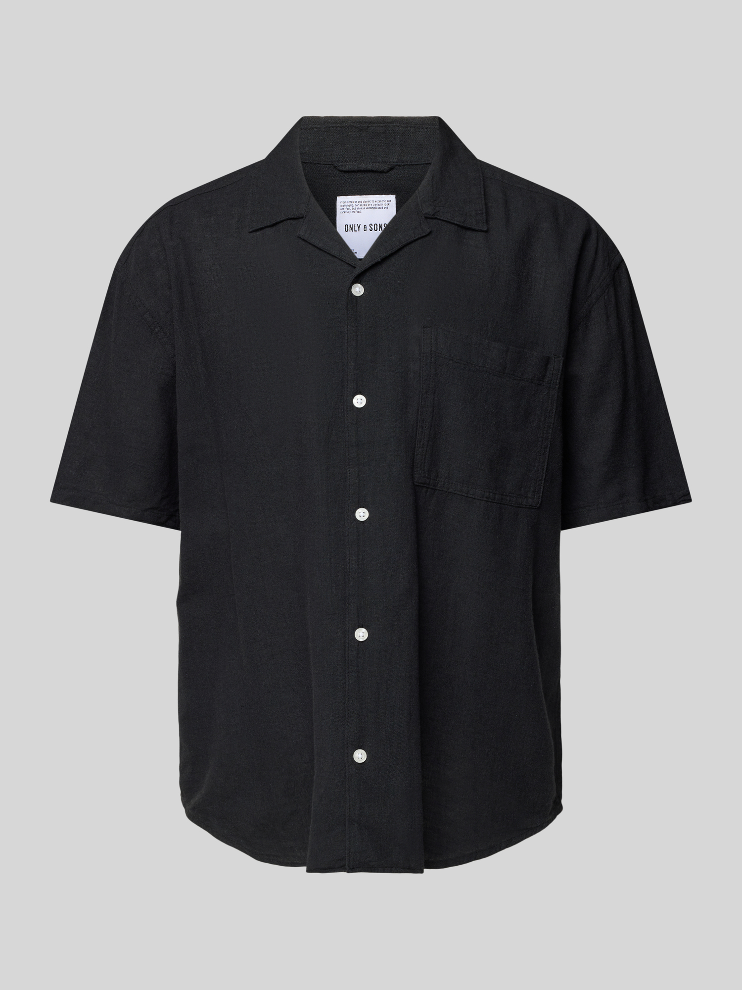 Only & Sons Herren Freizeithemd Baumwolle Leinen Mix M Schwarz