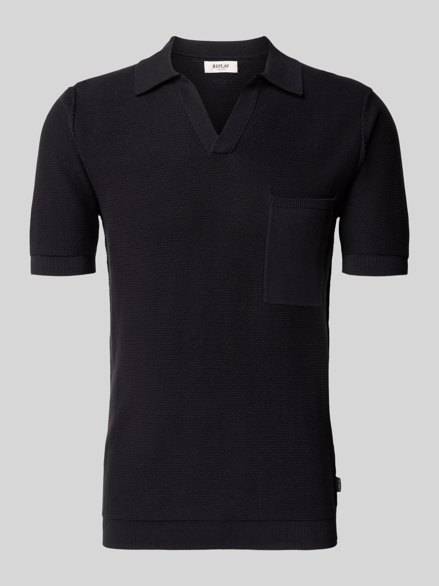 Replay Herren Schwarz Rundhalspullover "Replay Uk5150 Knitwear Polo", Gr. Xl, 100% Baumwolle, Unifarben, Normal, Amerikanischer Ausschnitt, Pullo... - Bild 3
