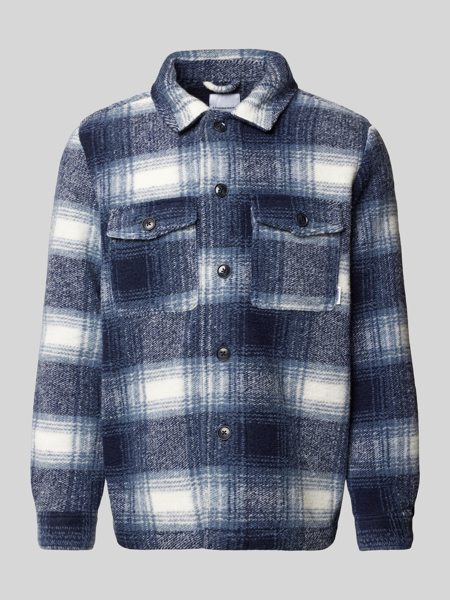 Lindbergh Herren Hemdjacke Blau XL Woll-Mix