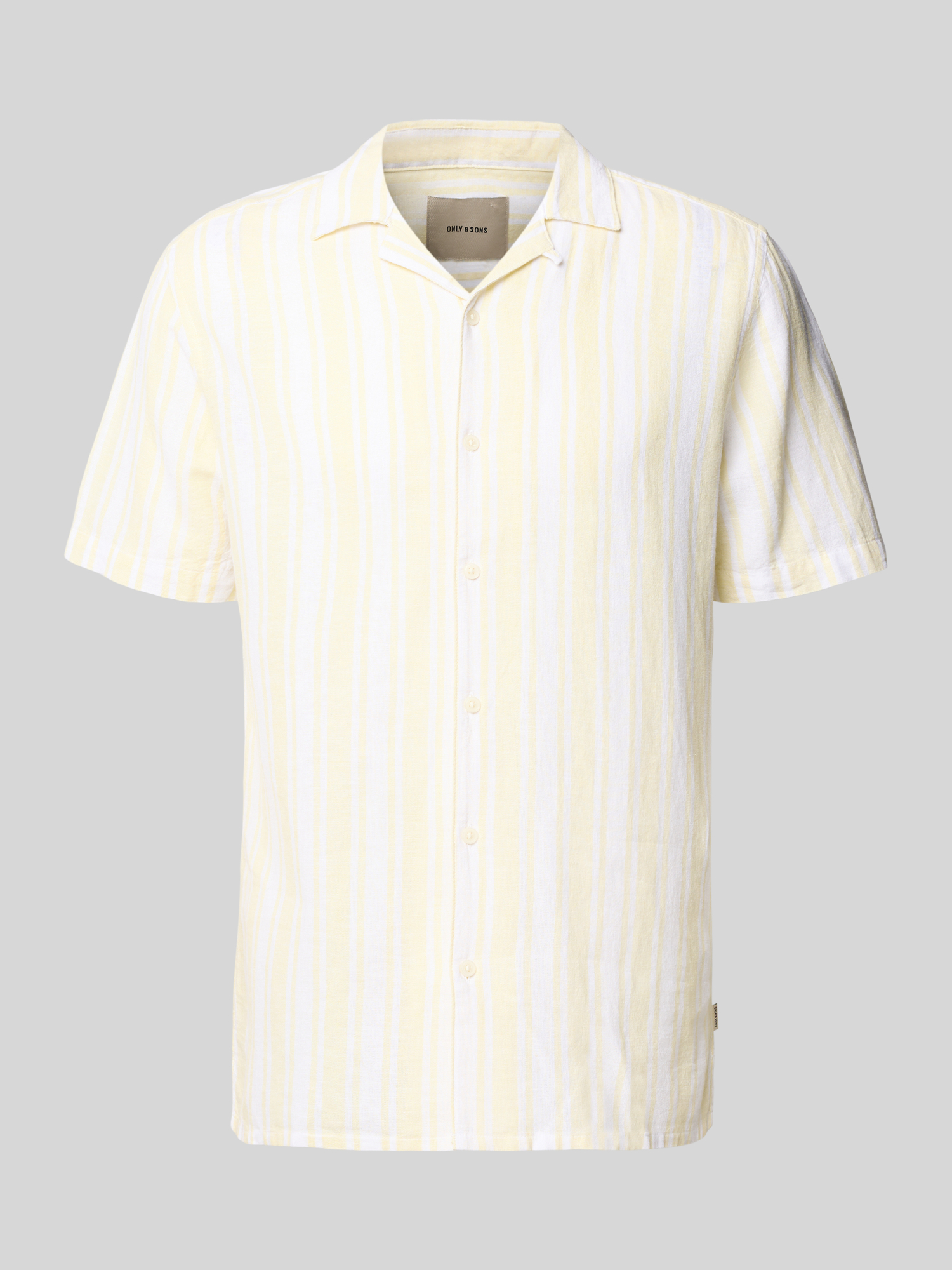 Only & Sons Herren Freizeithemd Regular Fit Leinenmix Gr. S Pastellgelb