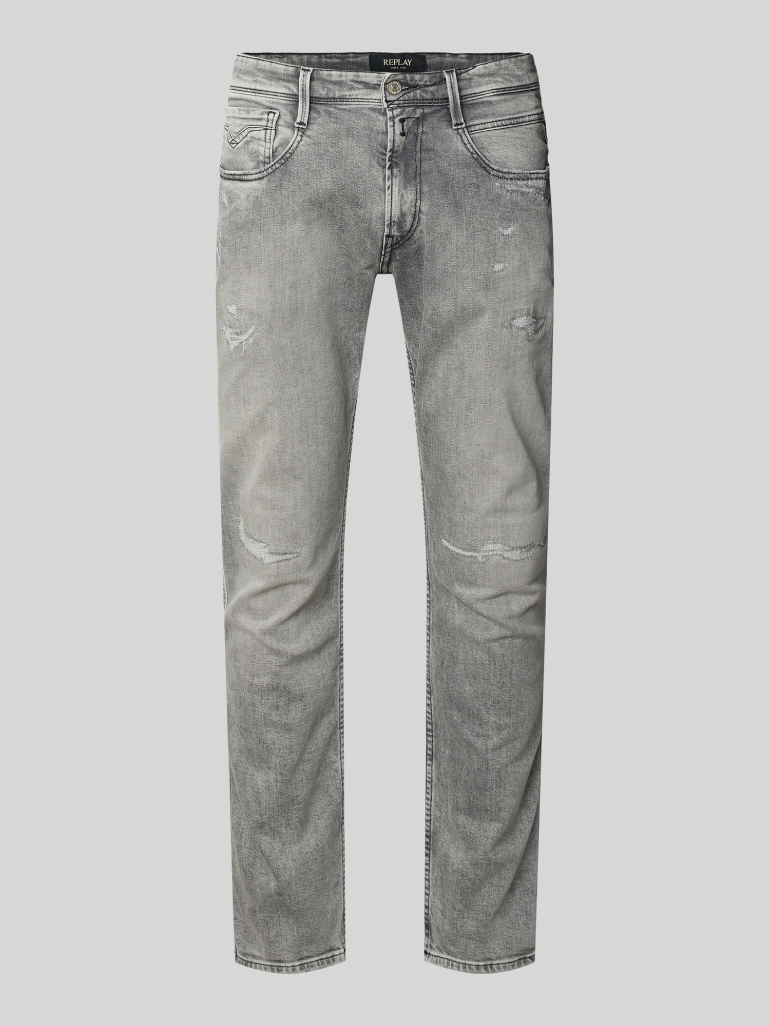 Replay Herren Jeans Anbass schmaler Schnitt 33/32 Hellgrau