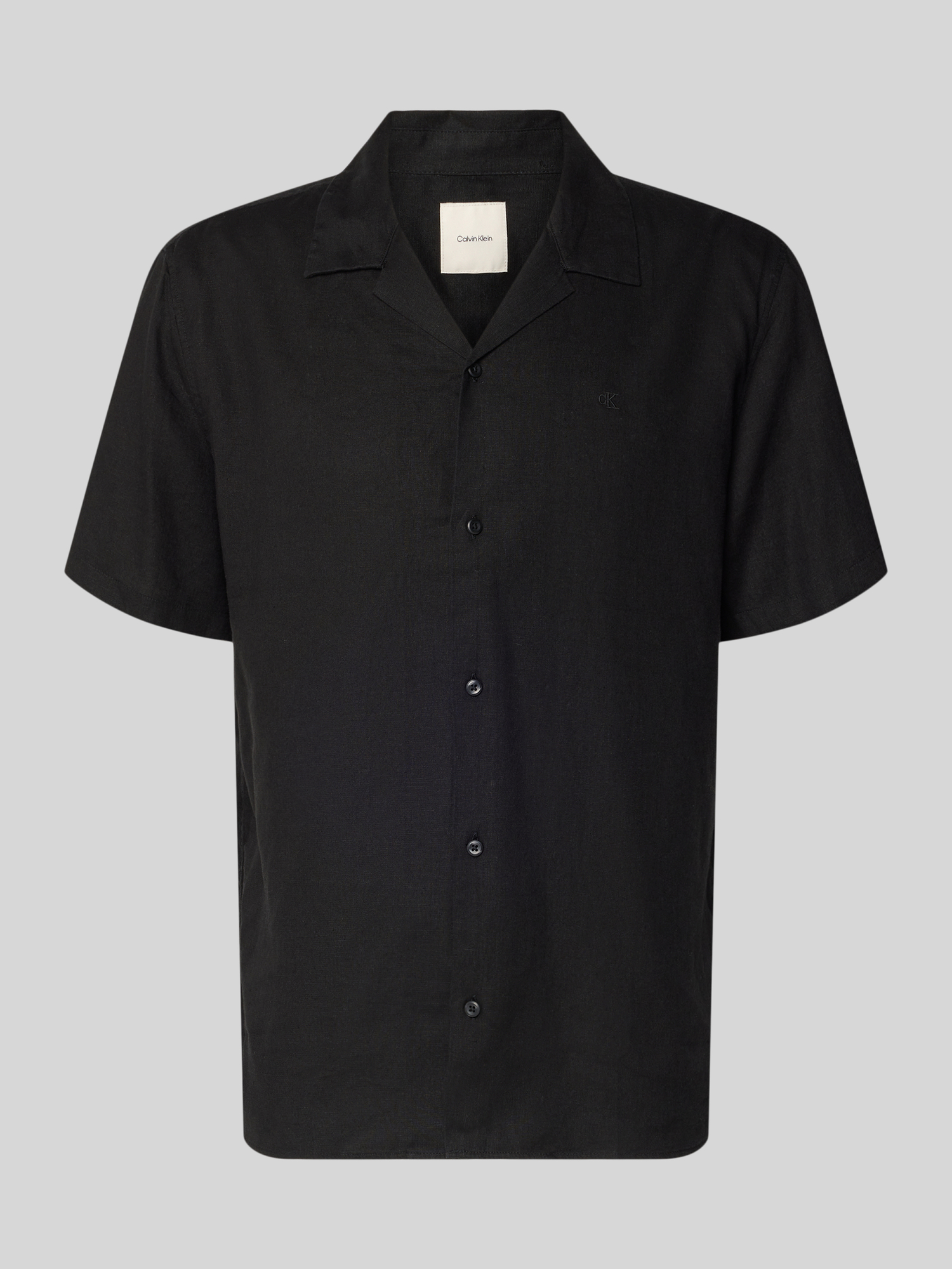 CK Calvin Klein Herren Freizeithemd Leinen-Lyocell Mix Regular Fit Gr. S Schwarz