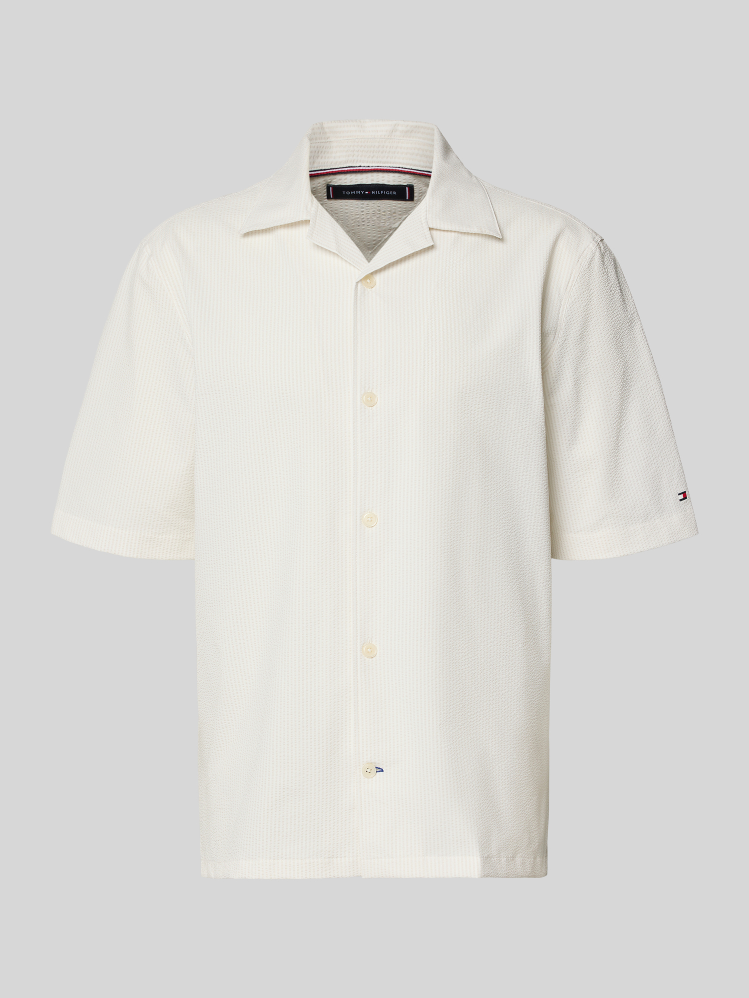Tommy Hilfiger Herren Freizeithemd - Polyester - XL - Offwhite