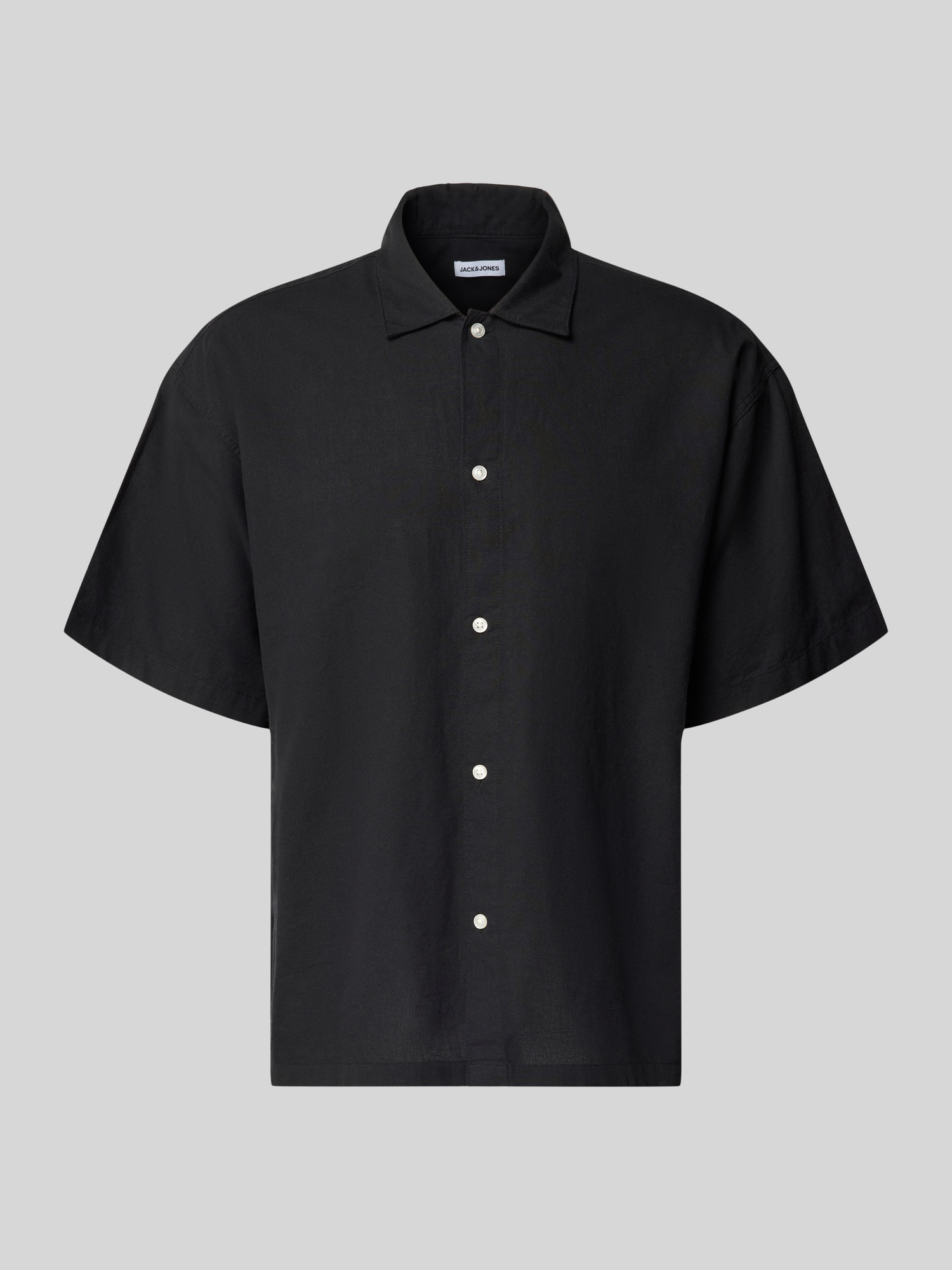 jack & jones - Hemd - Größe S - Schwarz - Baumwolle Leinen Mix