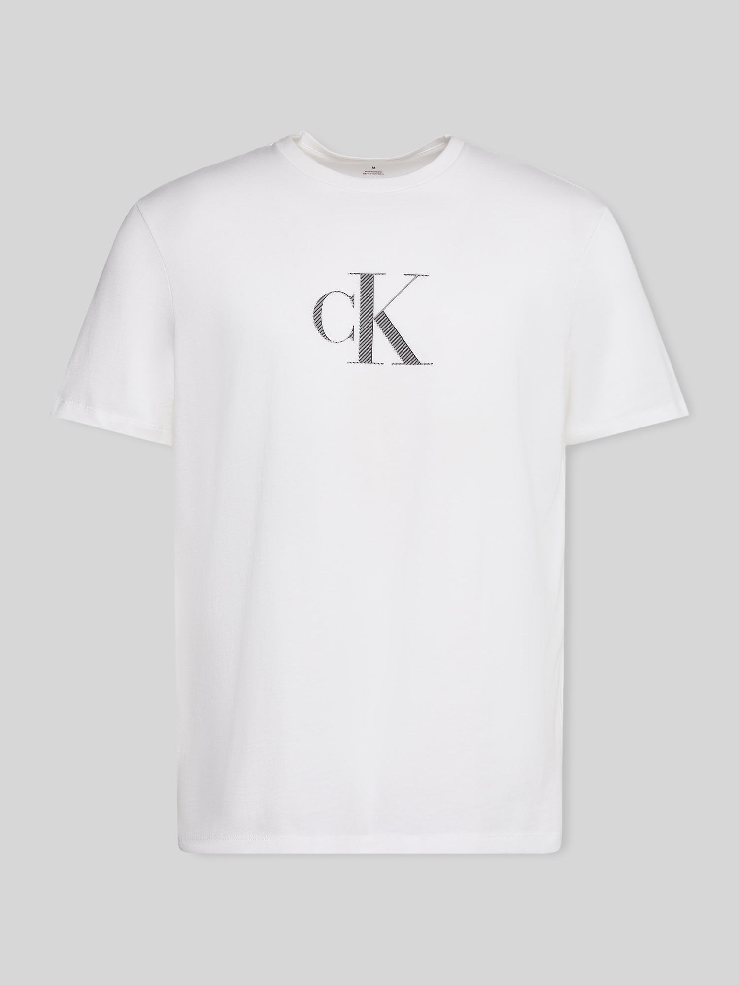 CK Calvin Klein Herren T-Shirt Rundhals Logo Print Baumwolle Weiss S