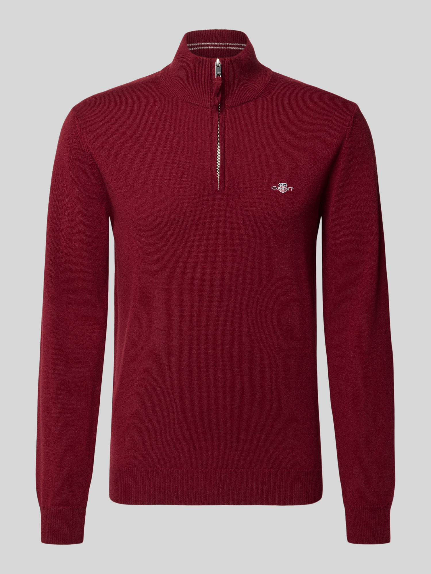 GANT Herren Pullover aus reiner Wolle in Bordeaux Gr. S mit Stehkragen