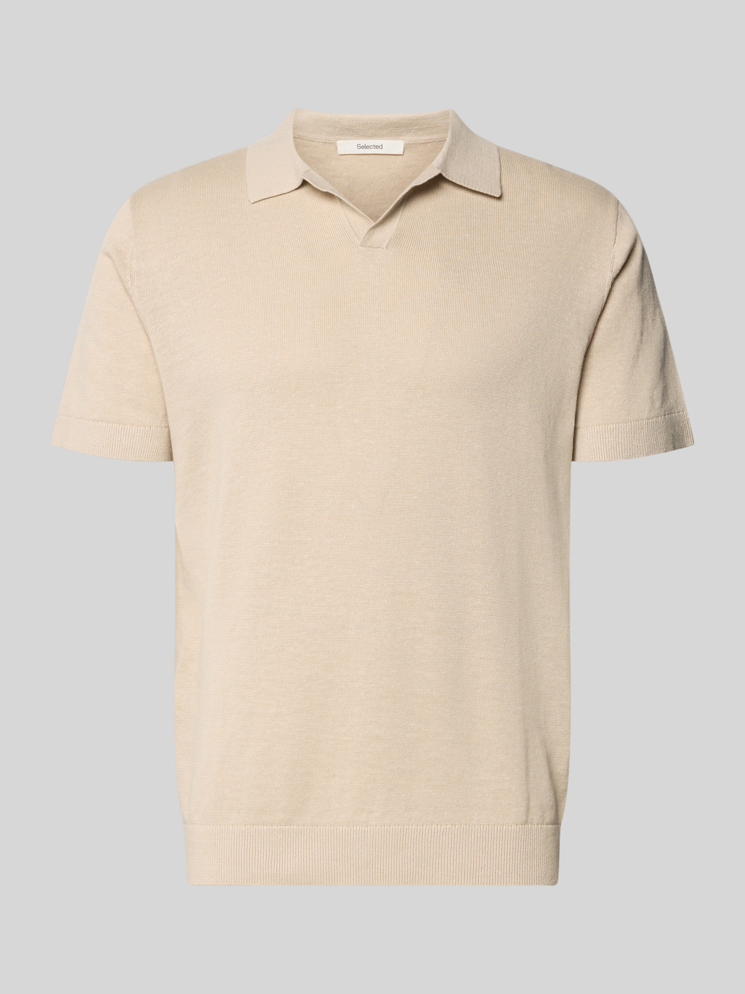 Selected Homme Herren Poloshirt L Offwhite Leinen-Mix