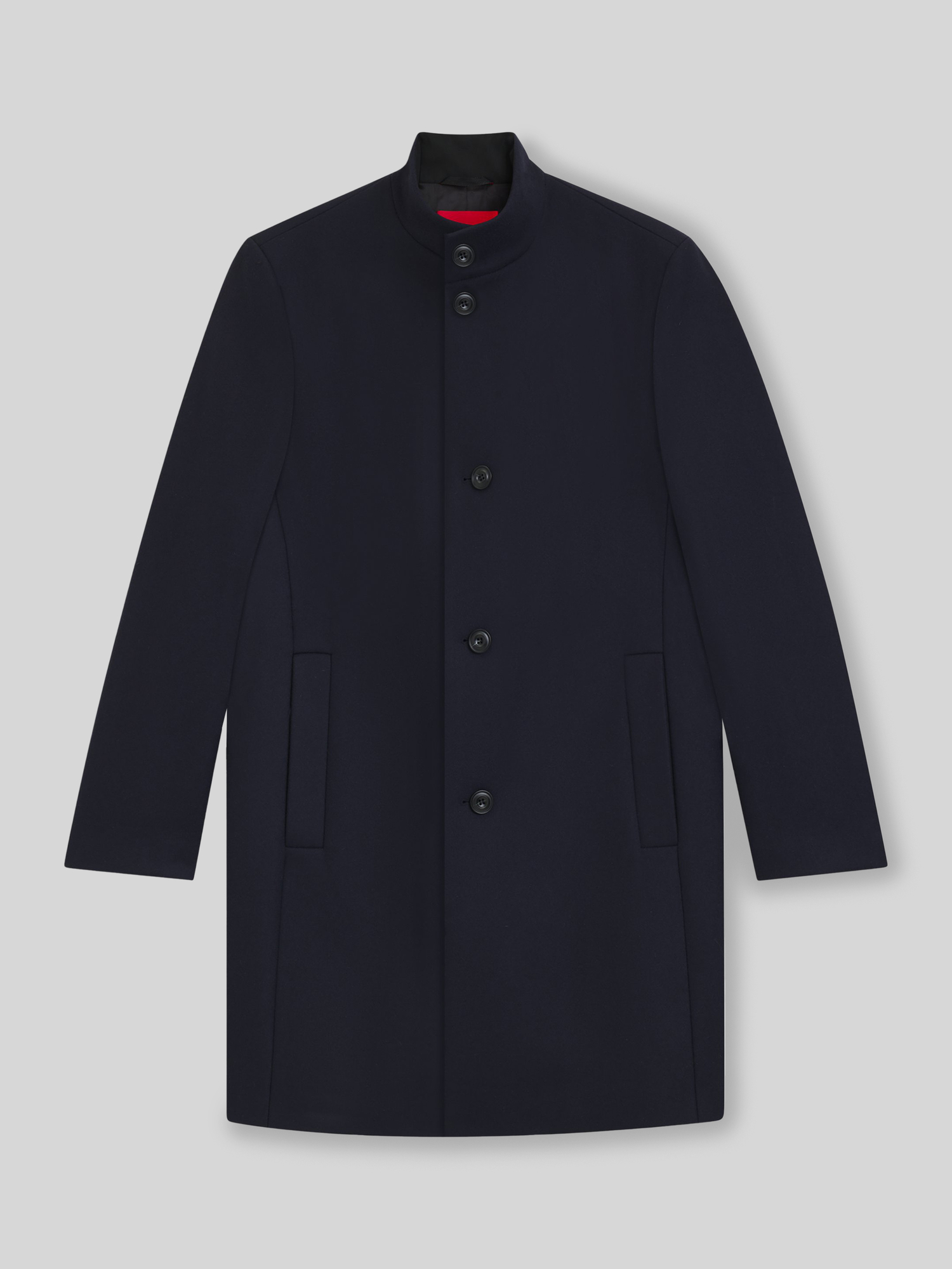 HUGO Herren Wollmantel Regular Fit Stehkragen Blau Größe 54