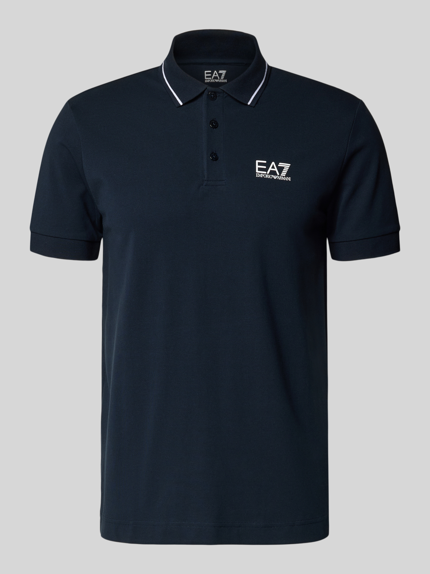 Emporio Armani Ea7 - Dunkelblaues Poloshirt Mit Weißer Paspelierung - Tops - Herren - Blau - S - Bild 6