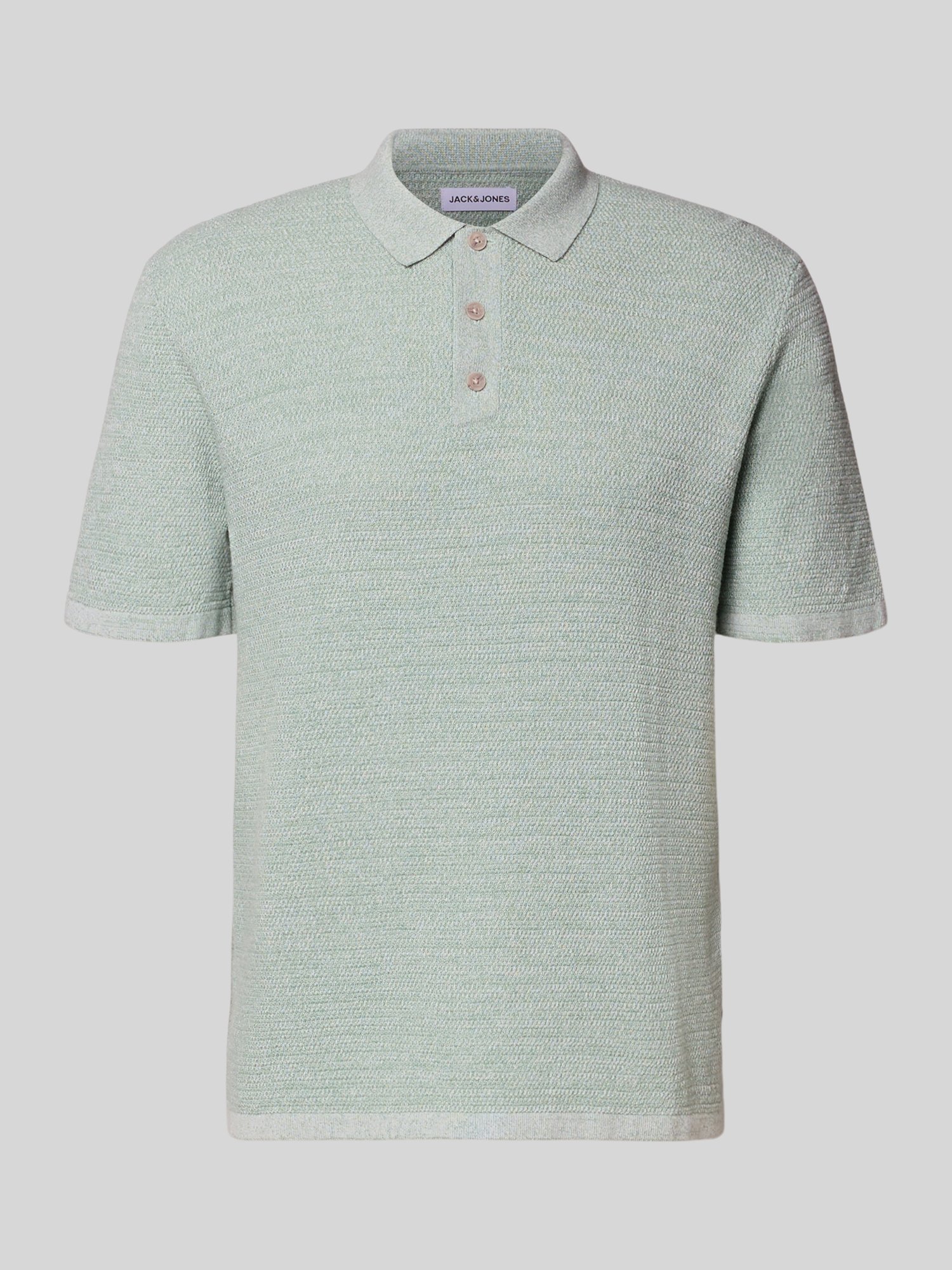 Jack & Jones Herren Poloshirt L Mint Strukturmuster Baumwoll-Mix