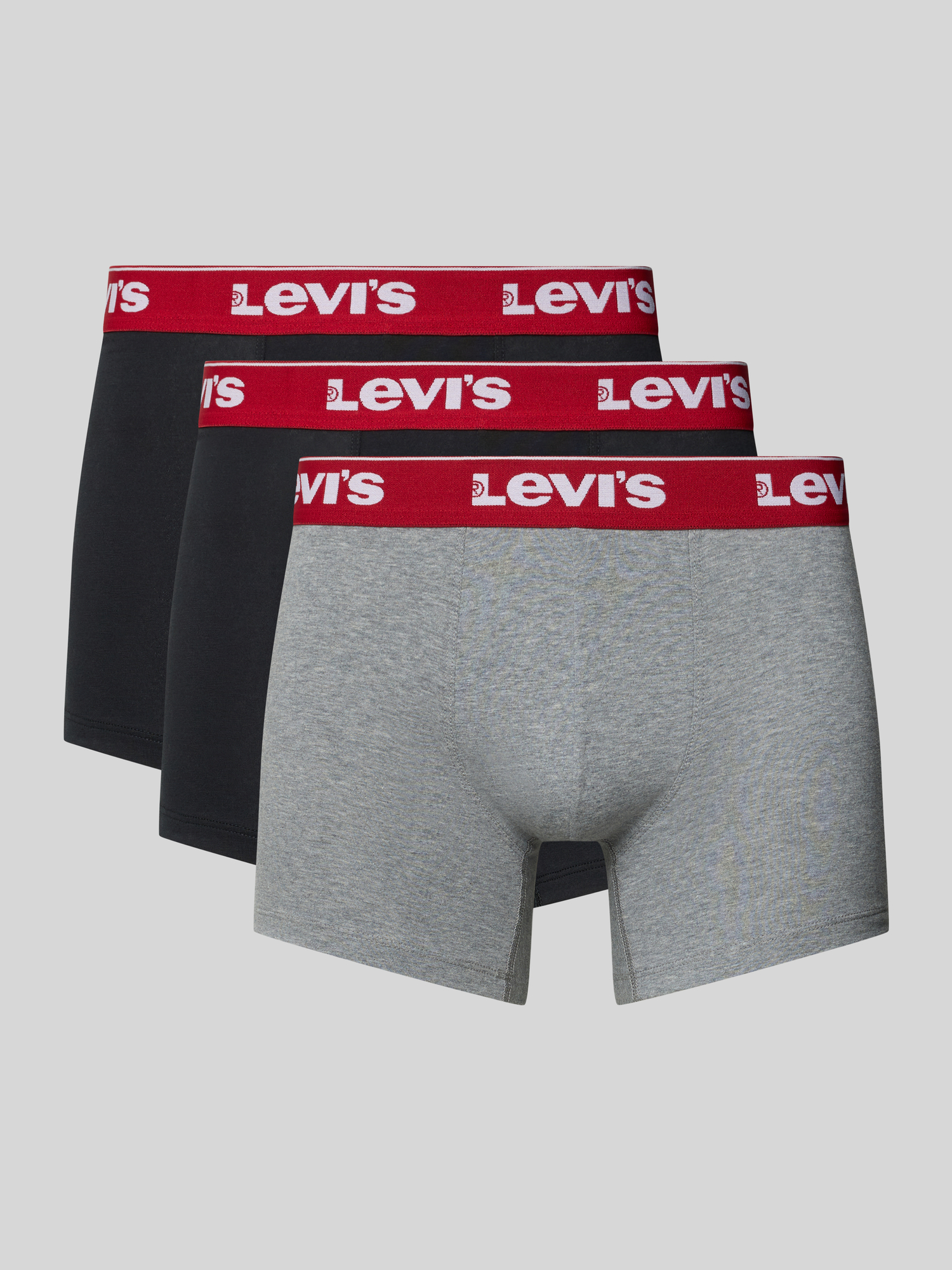 Levi's Herren Rot/Hellgrau/Schwarz Boxershorts "Boxershort Repeat Logo Boxer Brief 3P 3Er Pack", Gr. Xxl, Bunt (, ), Obermaterial: 95% Baumwolle Co... - Bild 4