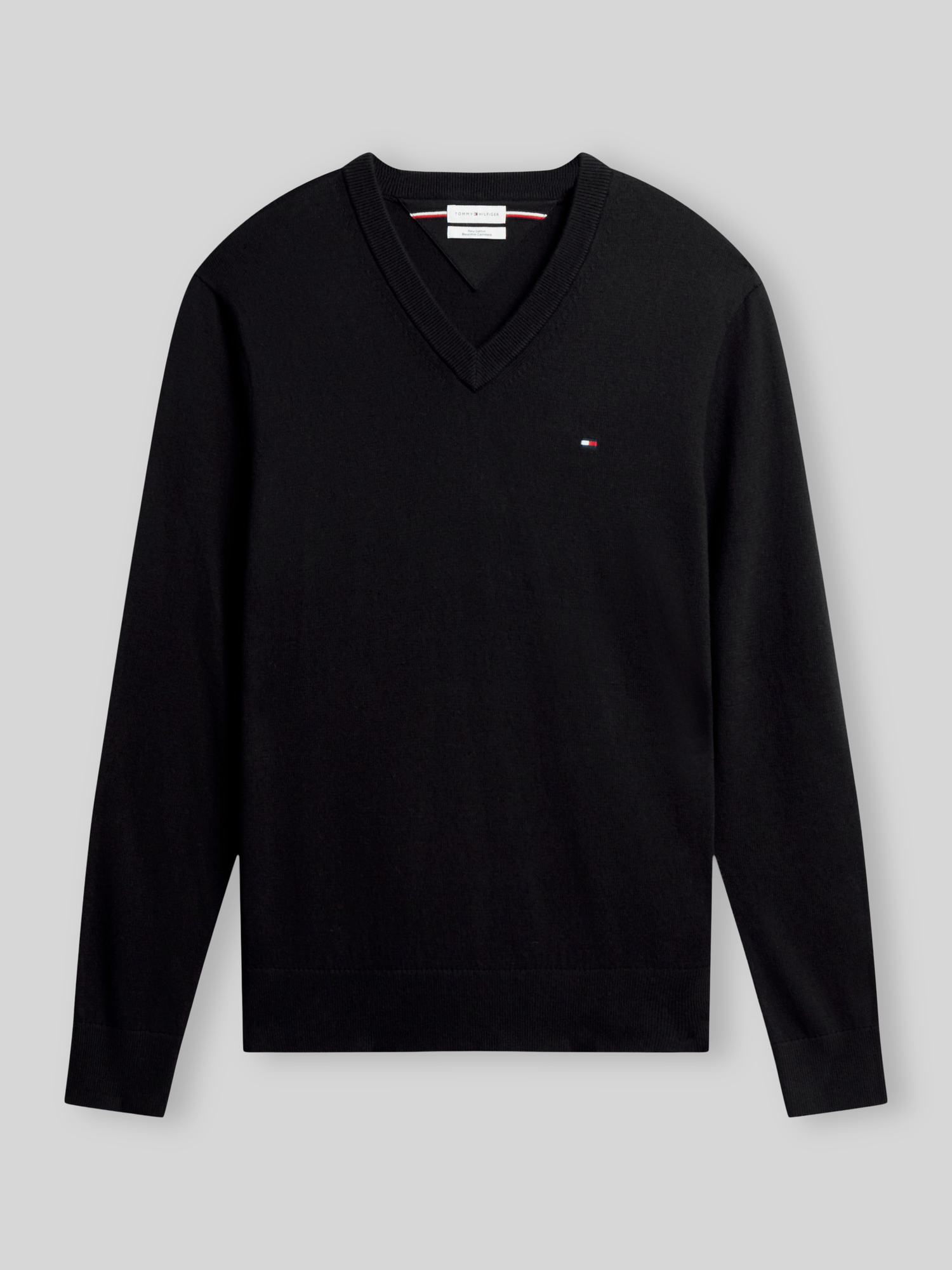 Tommy Hilfiger Herren Schwarz V-Ausschnitt-Pullover "Pima Org Ctn Cashmere V Neck", Gr. Xxl, Obermaterial: 92% Baumwolle, 8% Kaschmir, V-Ausschni... - Bild 4